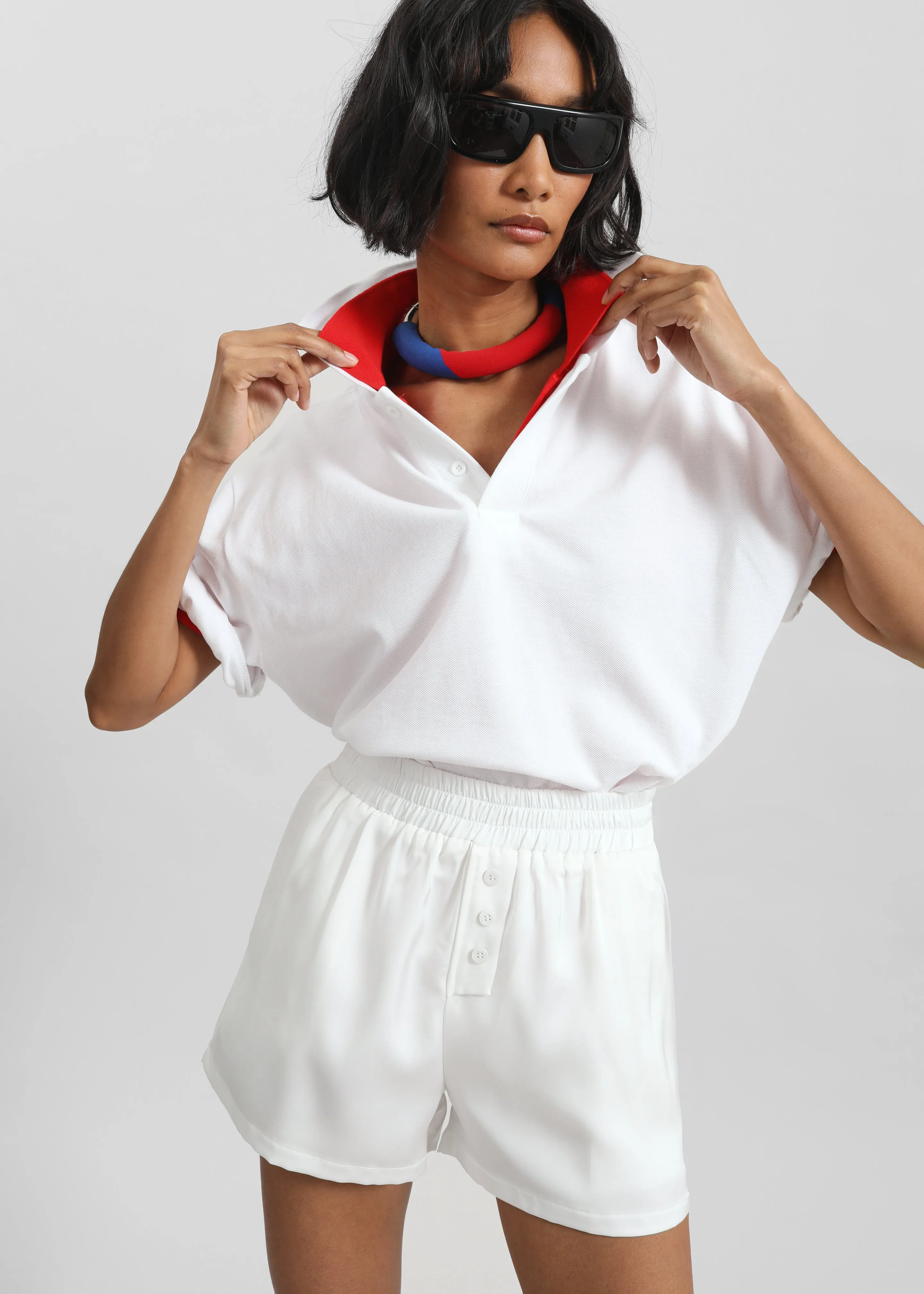 Ilsen Satin Boxer Shorts - White sold by Frankie Shop