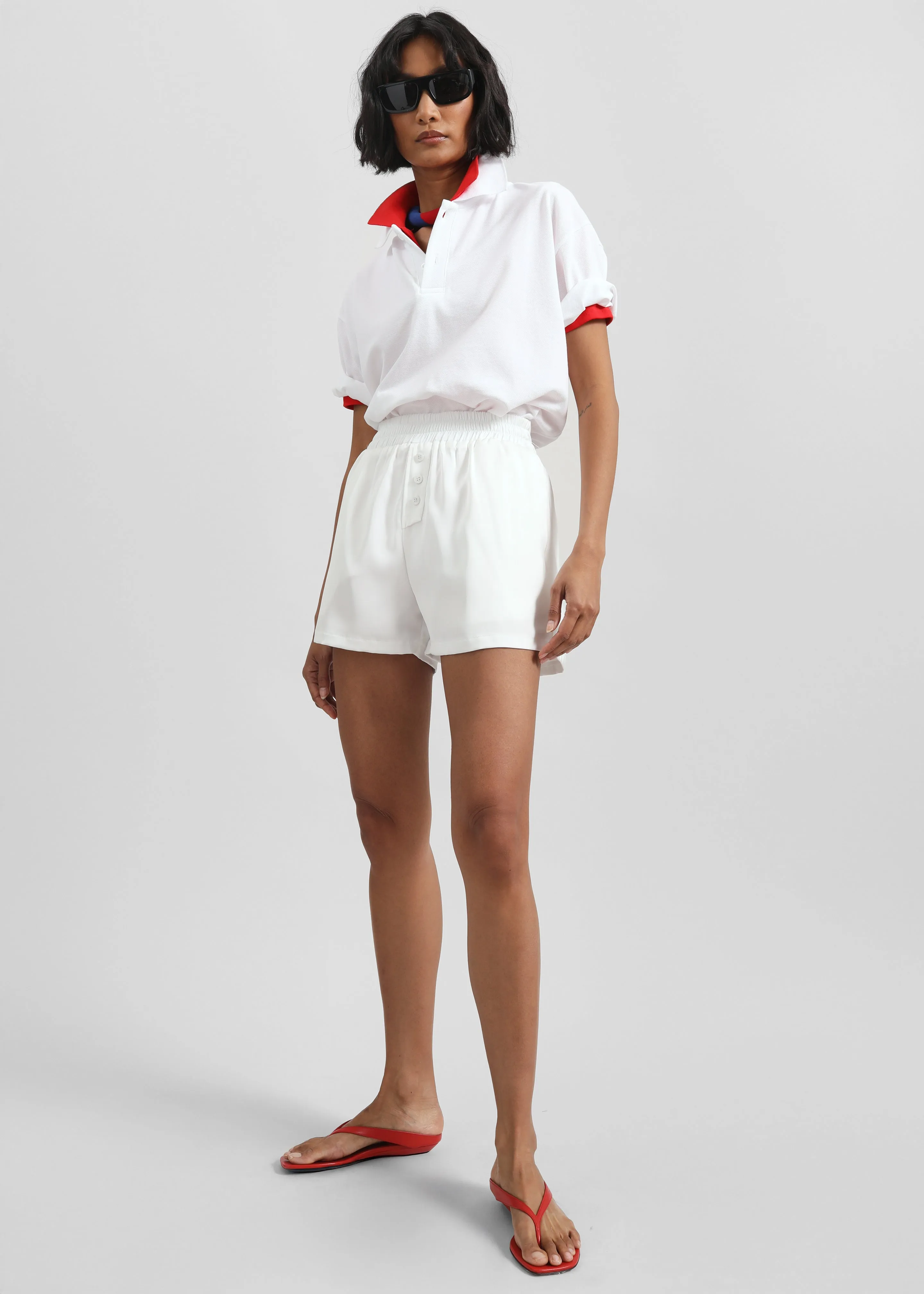 Ilsen Satin Boxer Shorts - White sold by Frankie Shop product image thumbnail 5