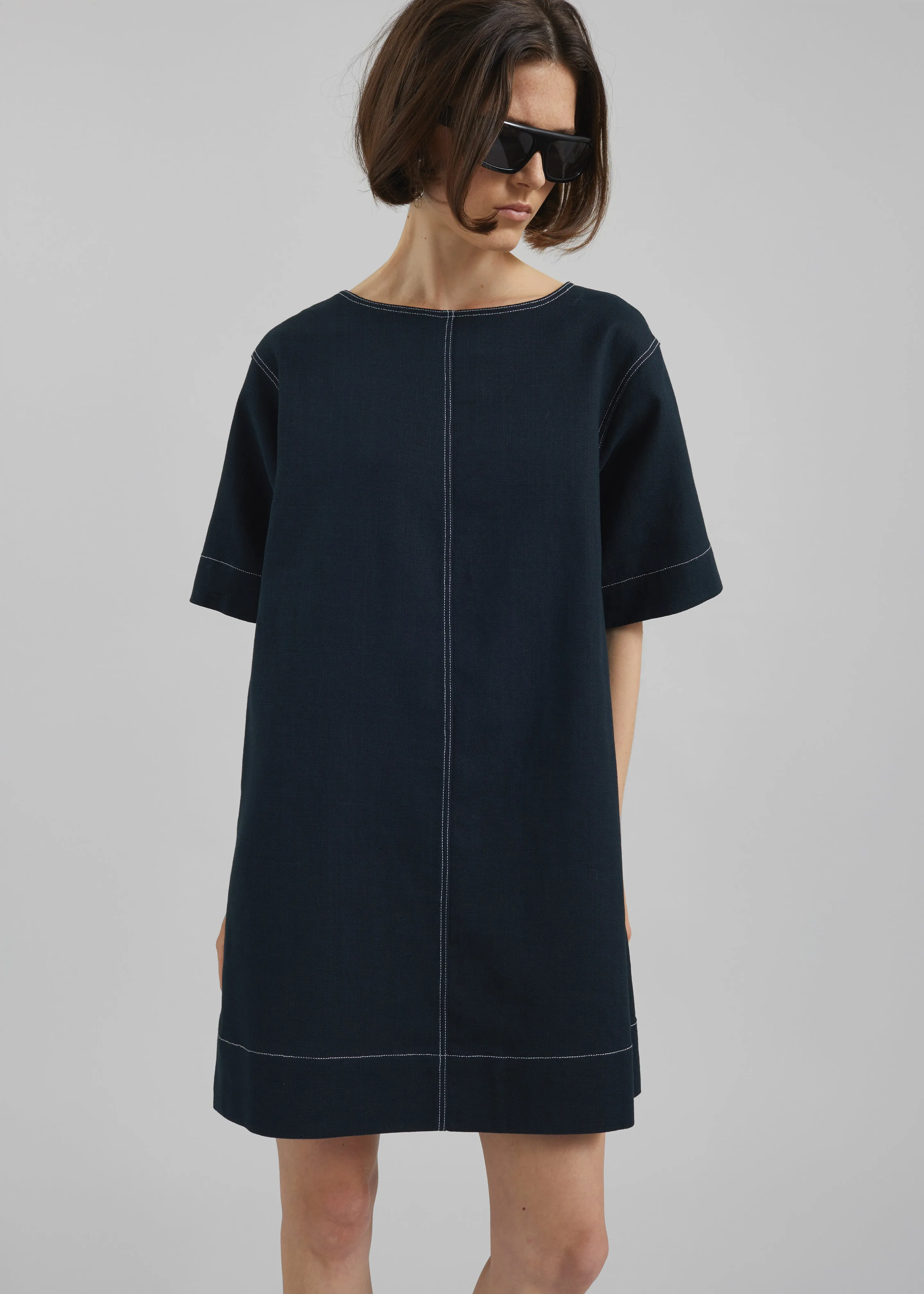 Ellerton Contrast Stitch Dress - Dark Navy sold by Frankie Shop