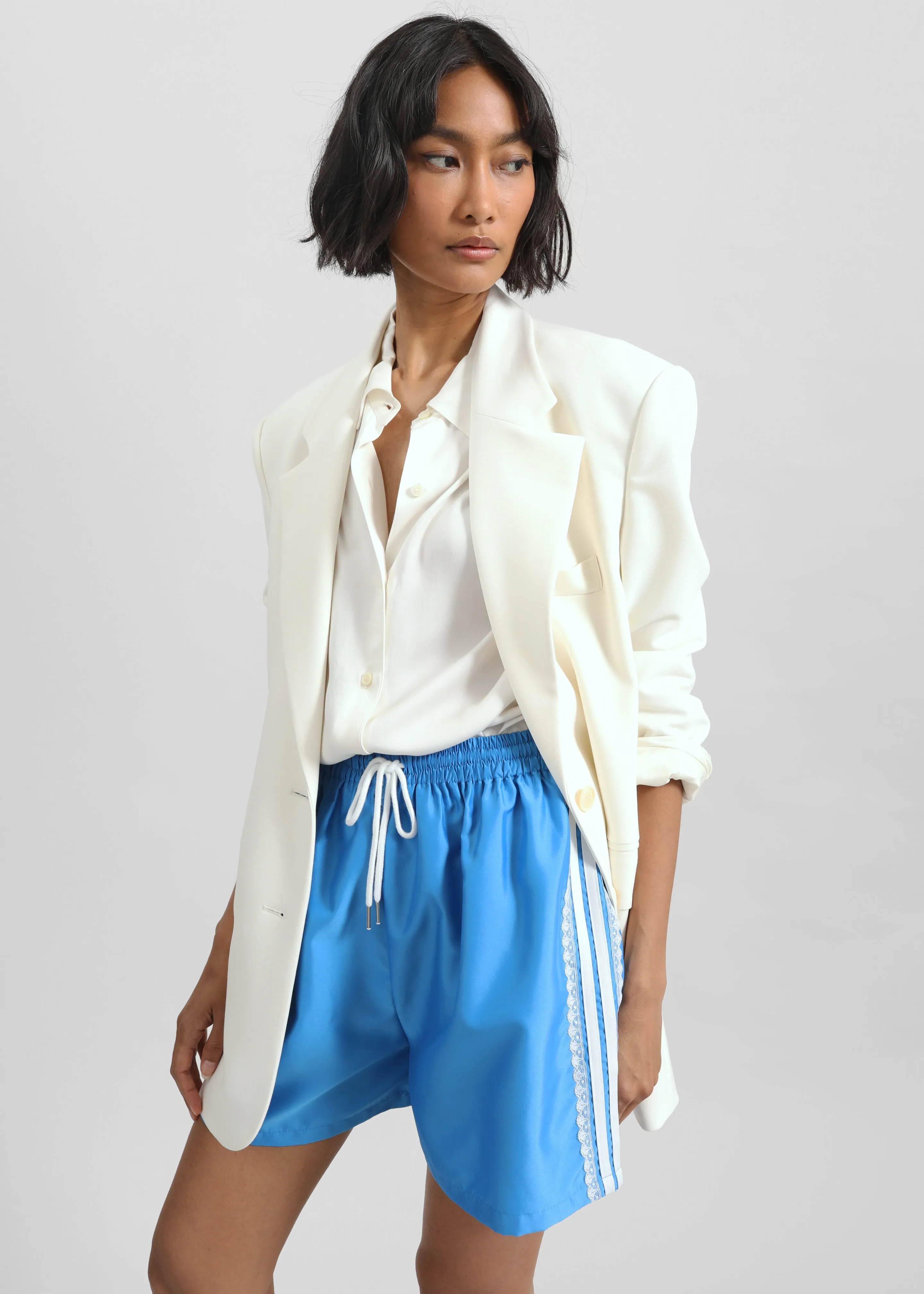 Bastia Lace Lined Shorts - Blue sold by Frankie Shop