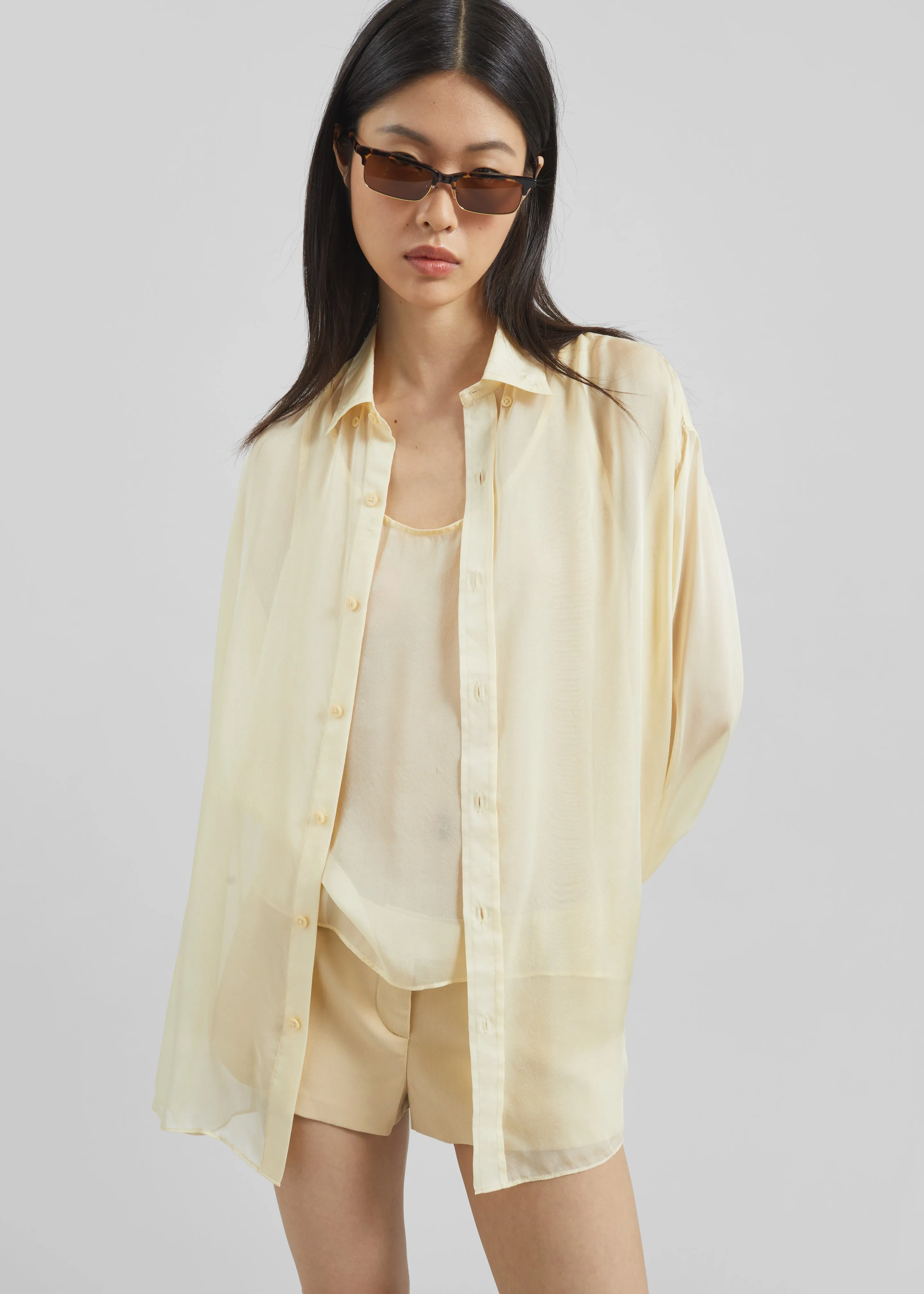 Oria Sheer Silk Chiffon Tank - Pale Yellow sold by Frankie Shop product image thumbnail 2