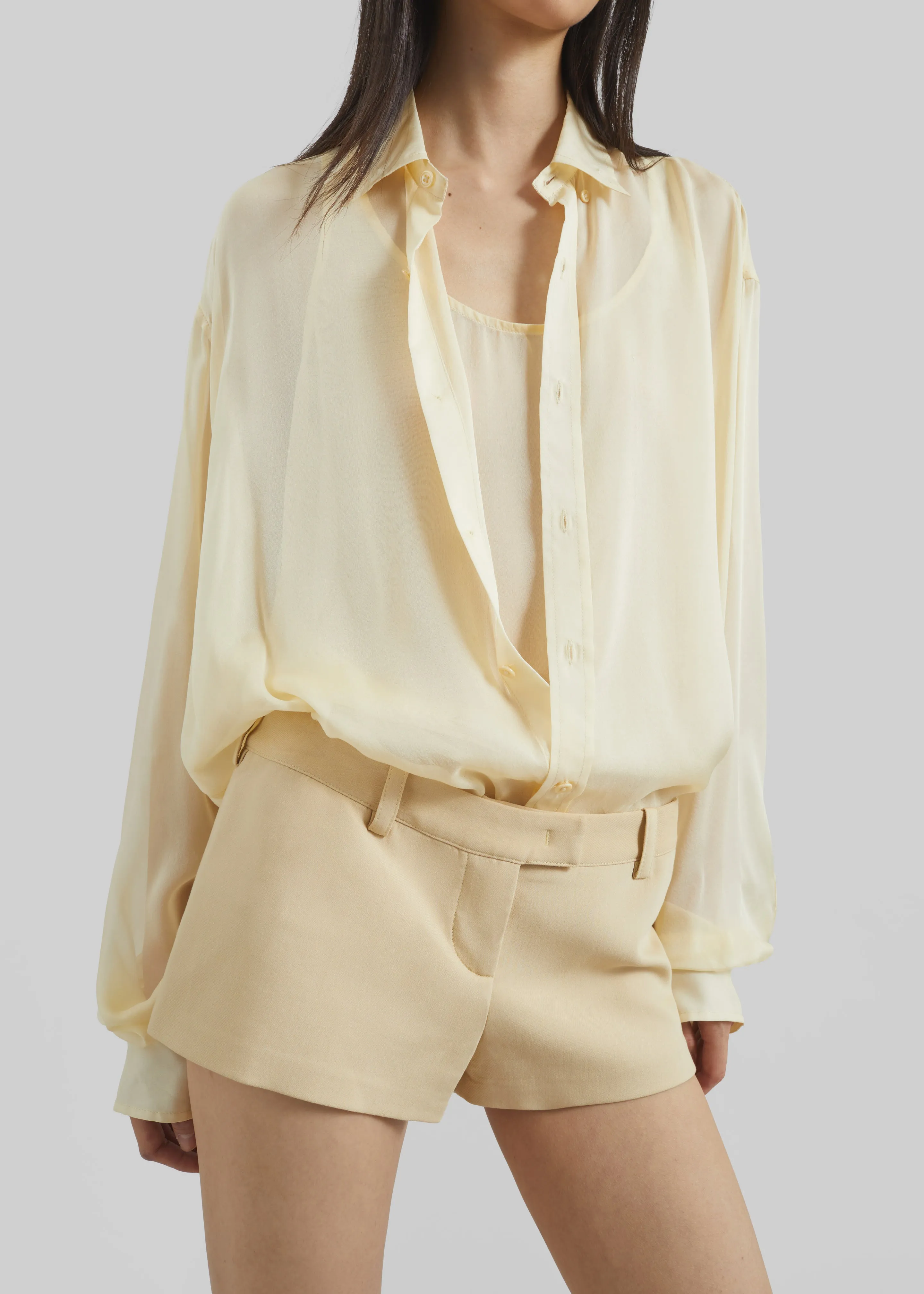 Oria Sheer Silk Chiffon Tank - Pale Yellow sold by Frankie Shop product image thumbnail 5
