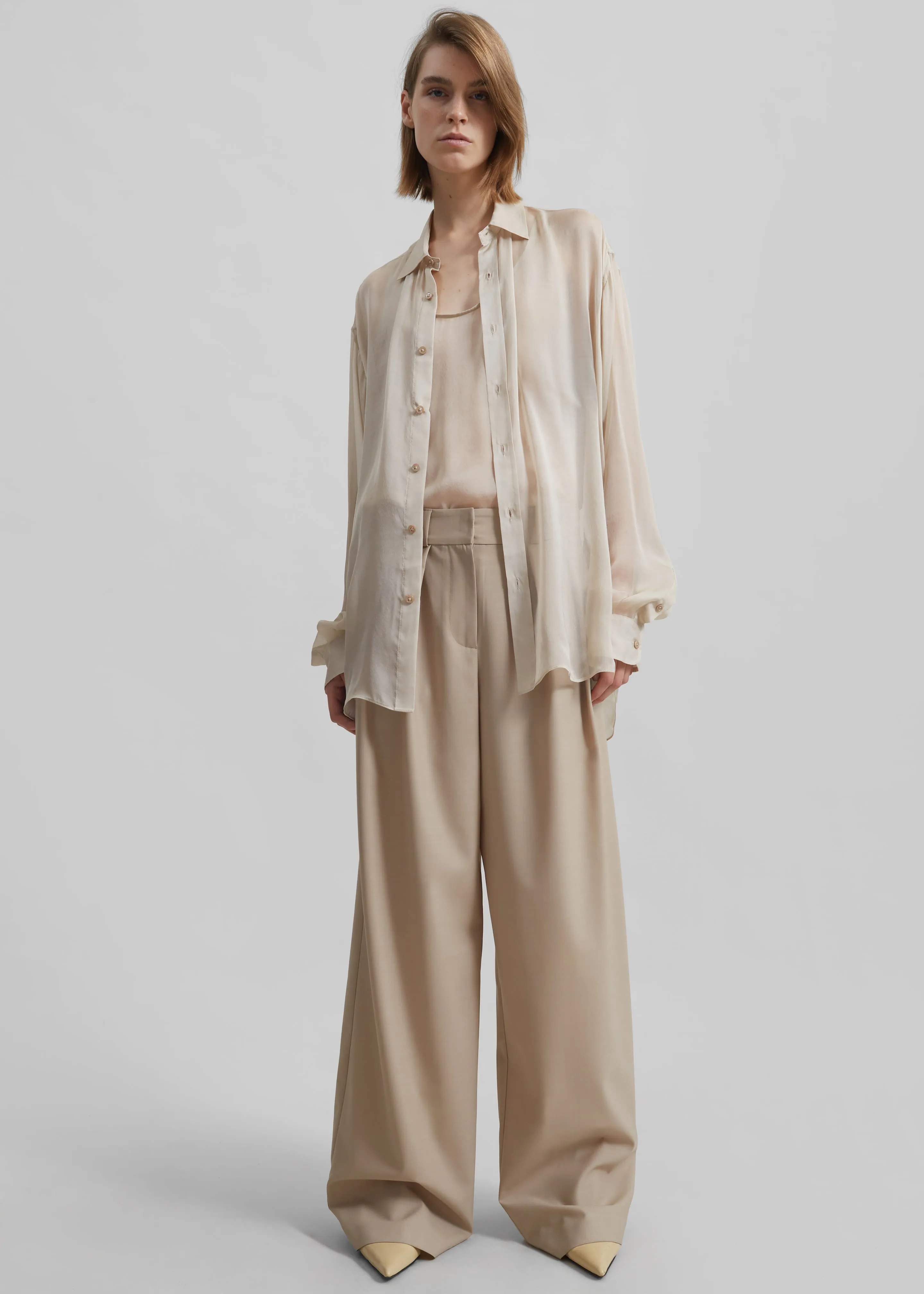 Oria Sheer Silk Chiffon Tank - Beige sold by Frankie Shop product image thumbnail 2