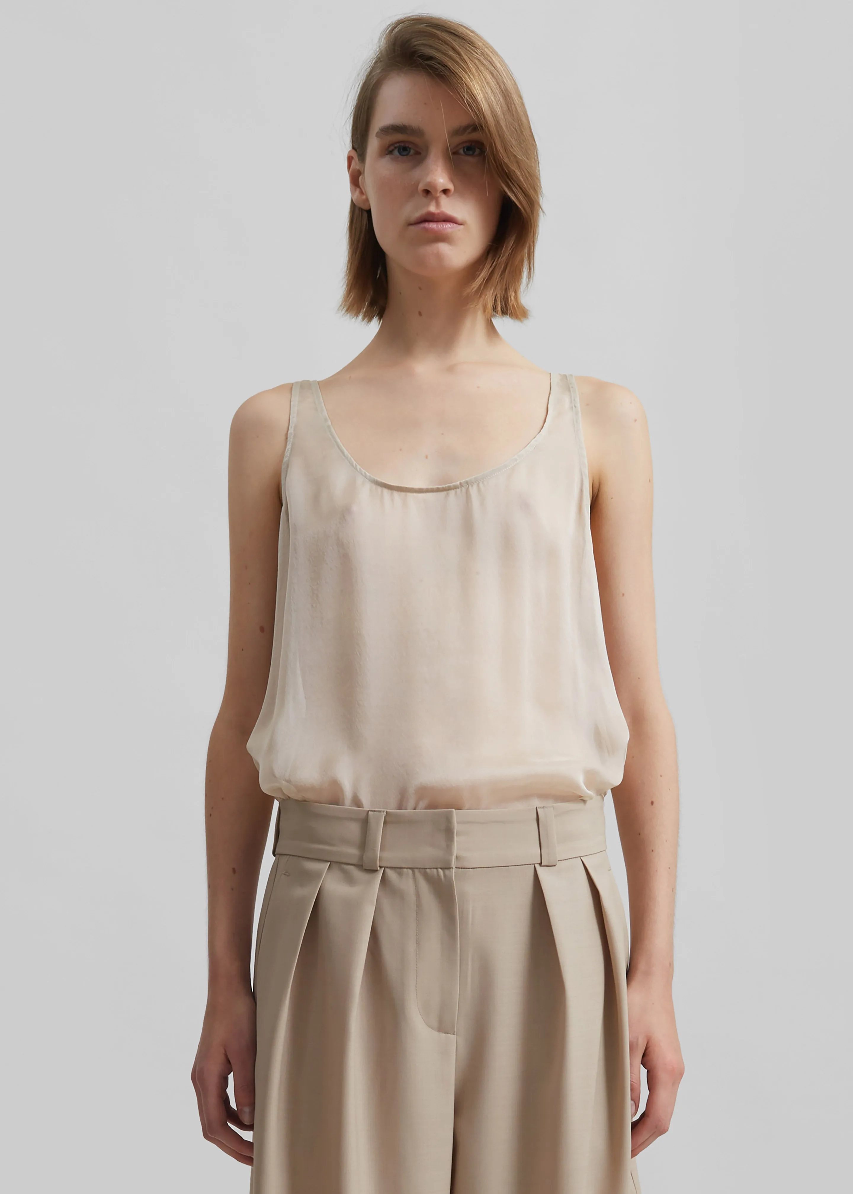 Oria Sheer Silk Chiffon Tank - Beige sold by Frankie Shop product image thumbnail 3