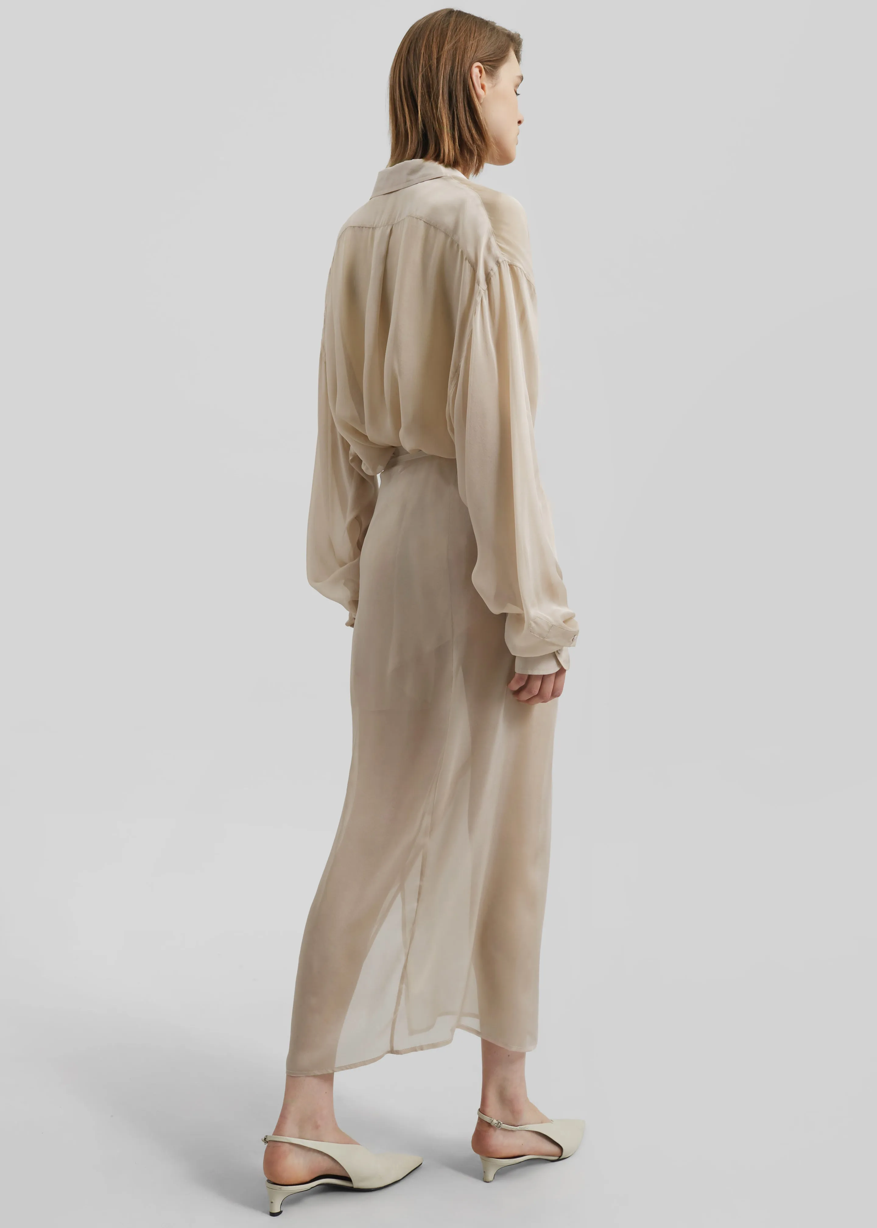 Oria Sheer Silk Chiffon Wrap Skirt - Beige sold by Frankie Shop product image thumbnail 5
