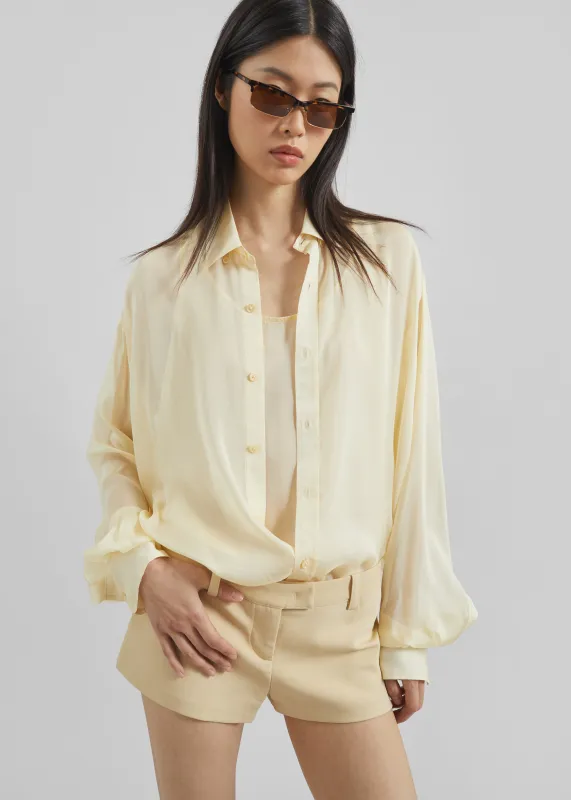 Oria Sheer Silk Chiffon Shirt - Pale Yellow sold by Frankie Shop