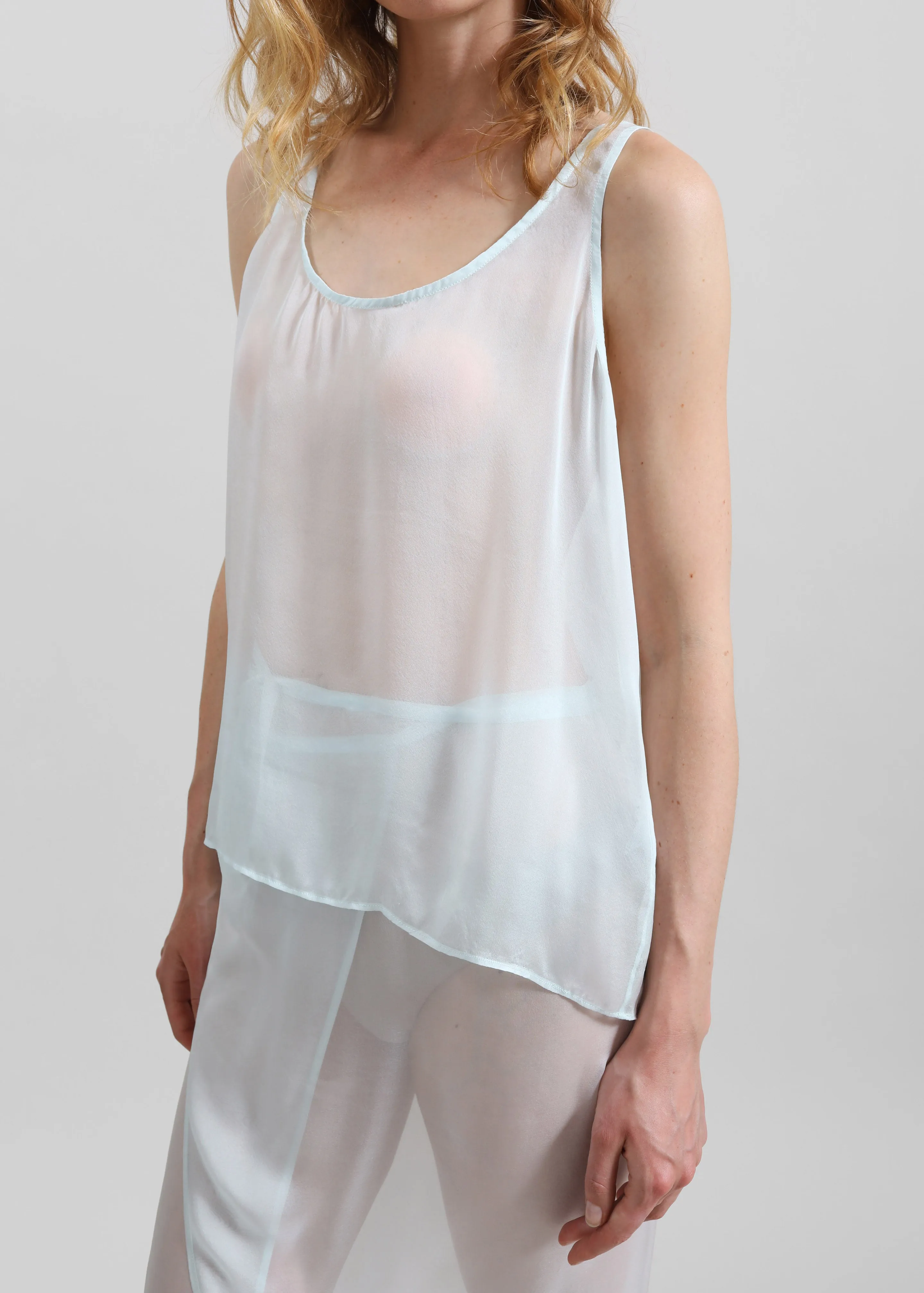 Oria Sheer Silk Chiffon Tank - Pale Blue sold by Frankie Shop product image thumbnail 3