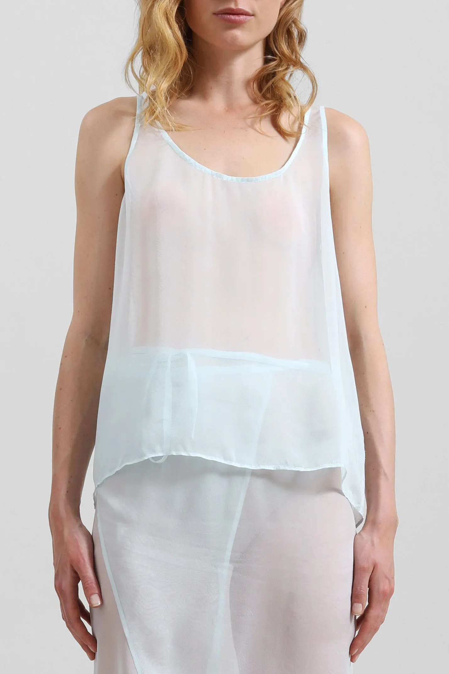 Oria Sheer Silk Chiffon Tank - Pale Blue sold by Frankie Shop product image thumbnail 4