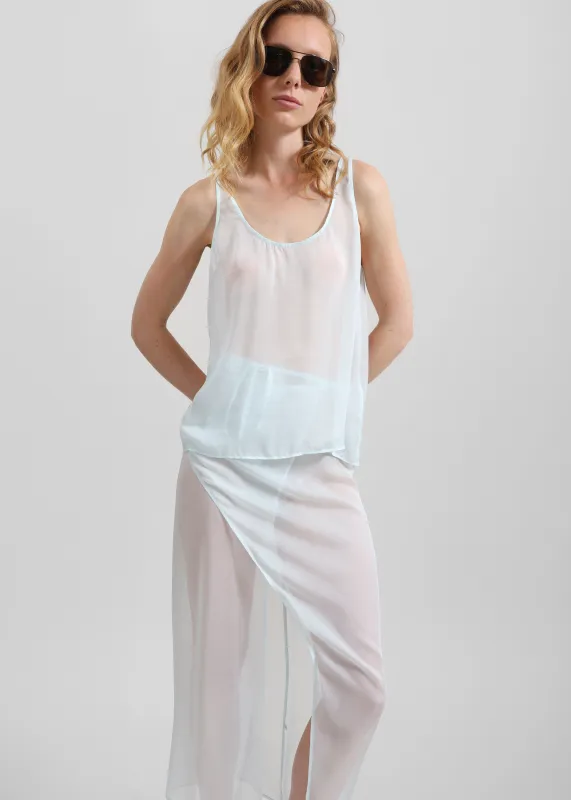 Oria Sheer Silk Chiffon Tank - Pale Blue sold by Frankie Shop