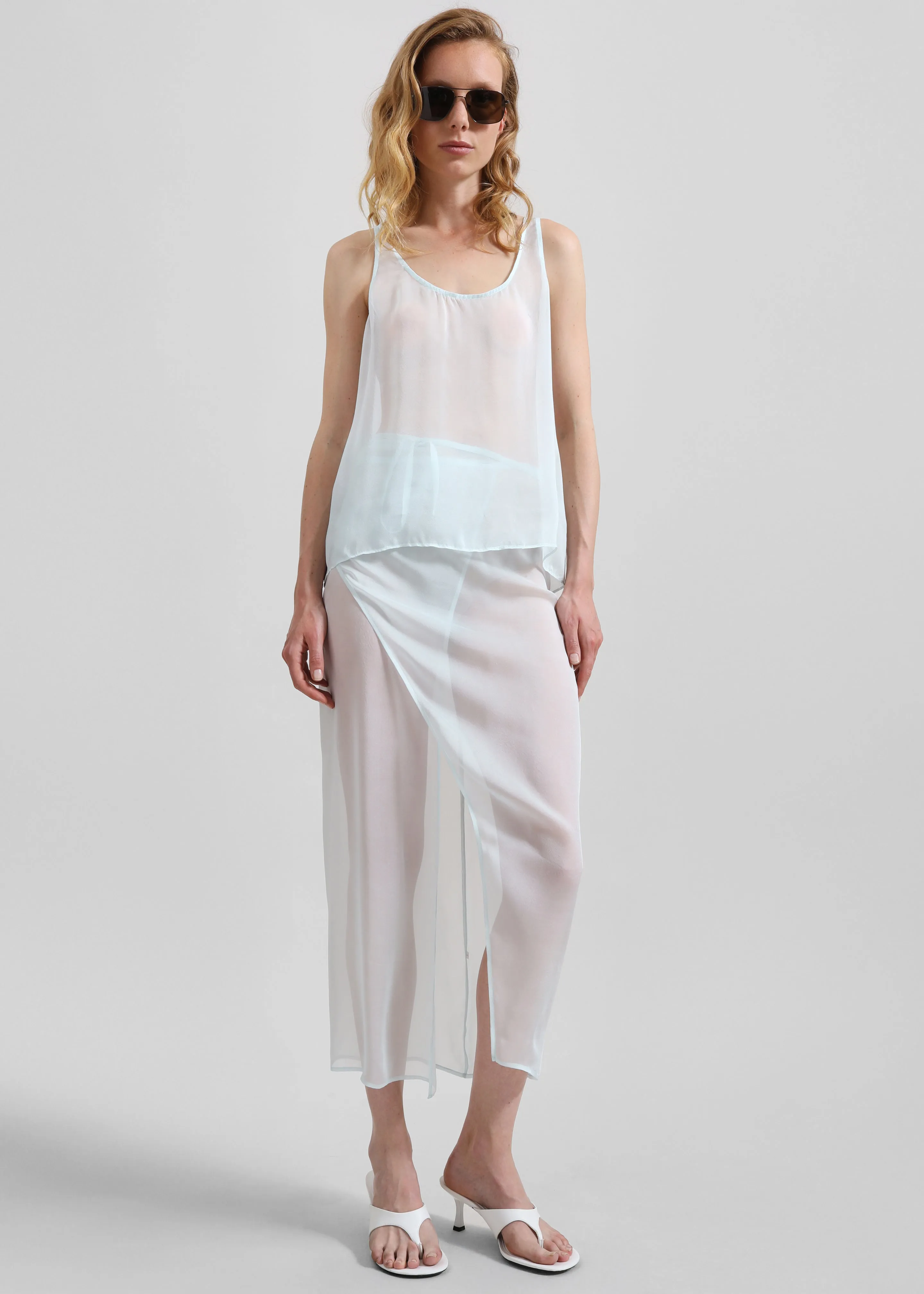 Oria Sheer Silk Chiffon Tank - Pale Blue sold by Frankie Shop product image thumbnail 2