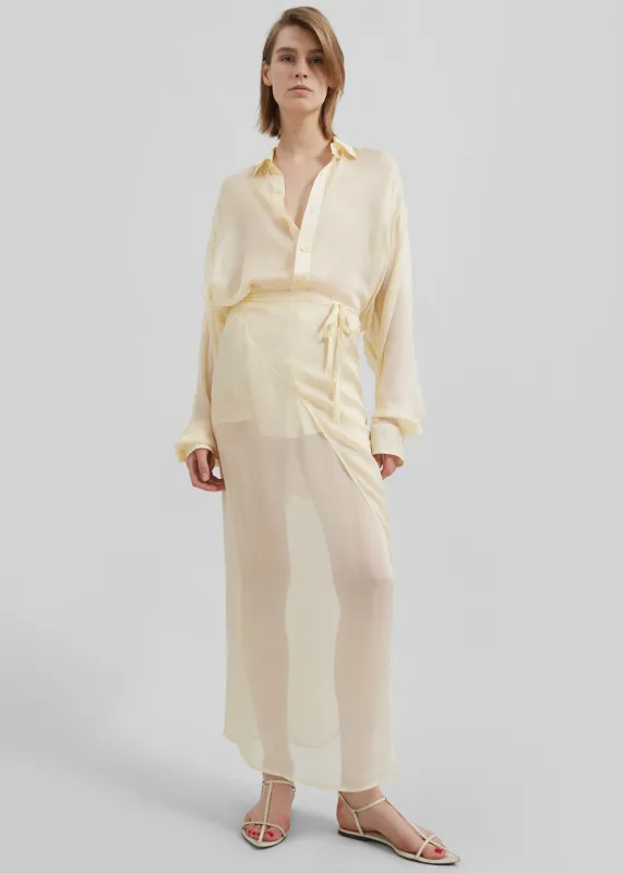 Oria Sheer Silk Chiffon Wrap Skirt - Pale Yellow sold by Frankie Shop