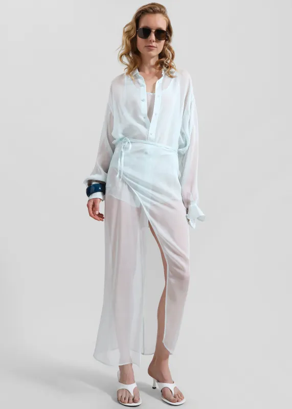 Oria Sheer Silk Chiffon Wrap Skirt - Pale Blue sold by Frankie Shop