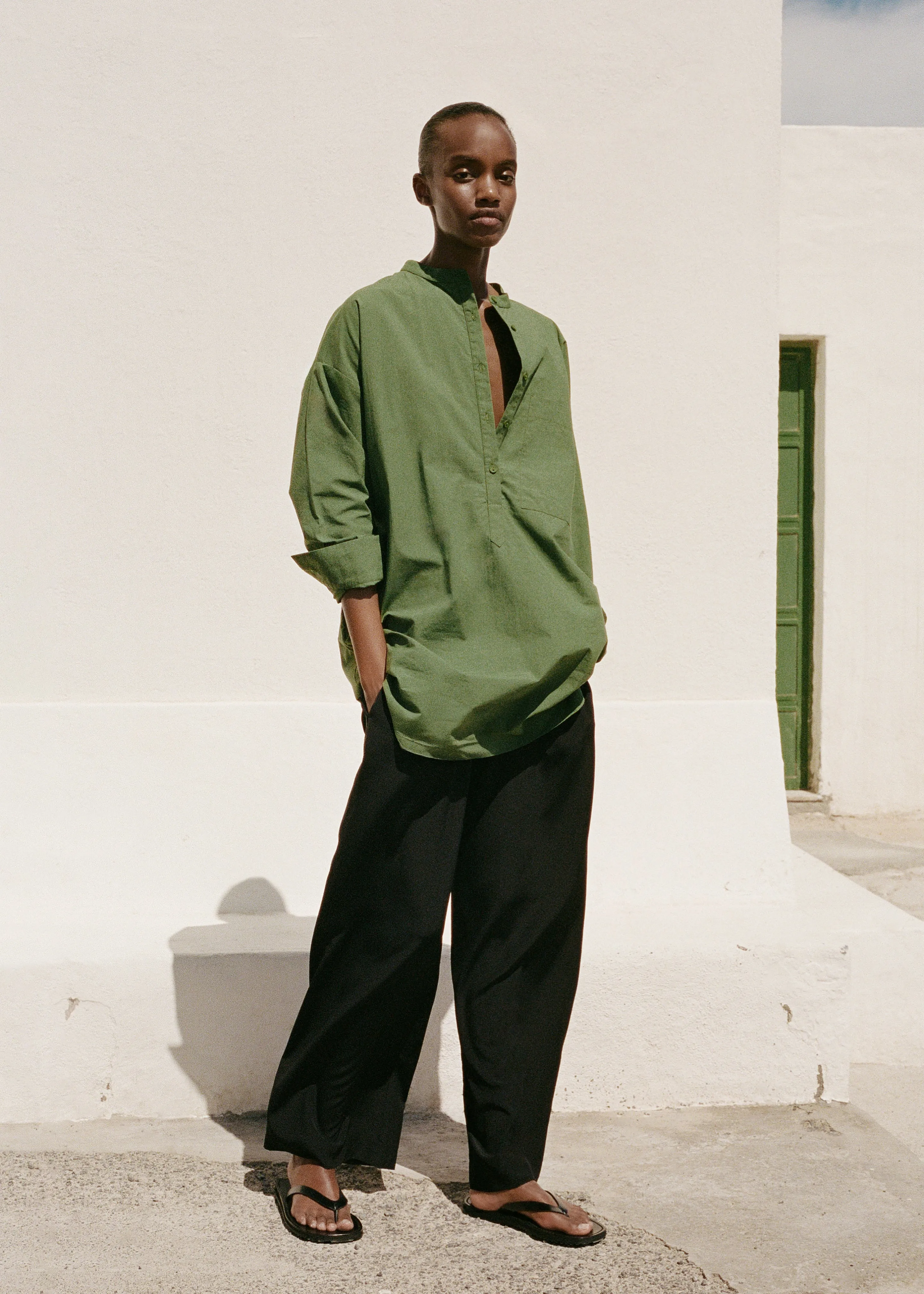 Matteau Popover Mini Shirt Dress - Cactus sold by Frankie Shop