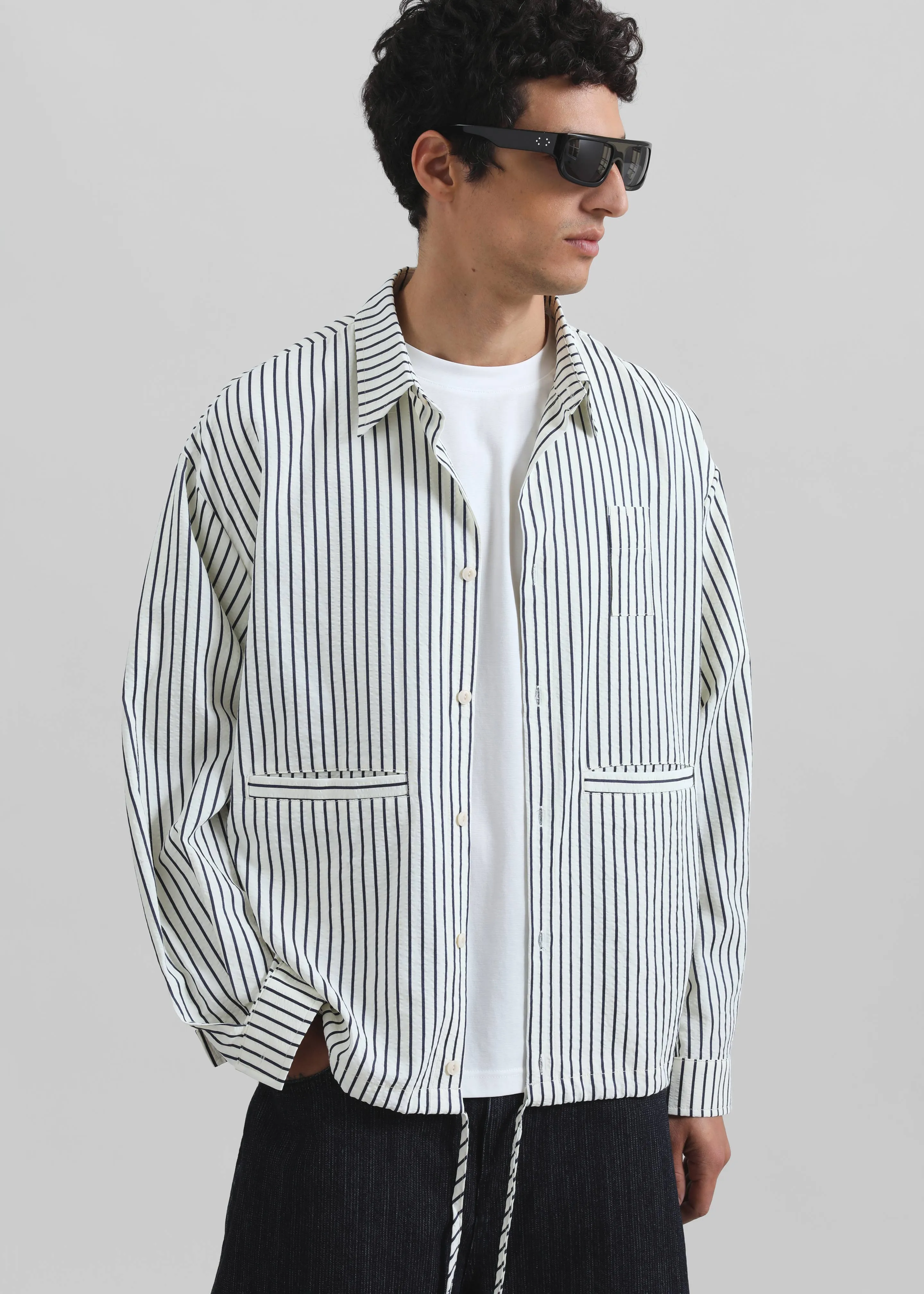 Corwin Shirt Jacket - White/Navy Stripe sold by Frankie Shop product image thumbnail 2