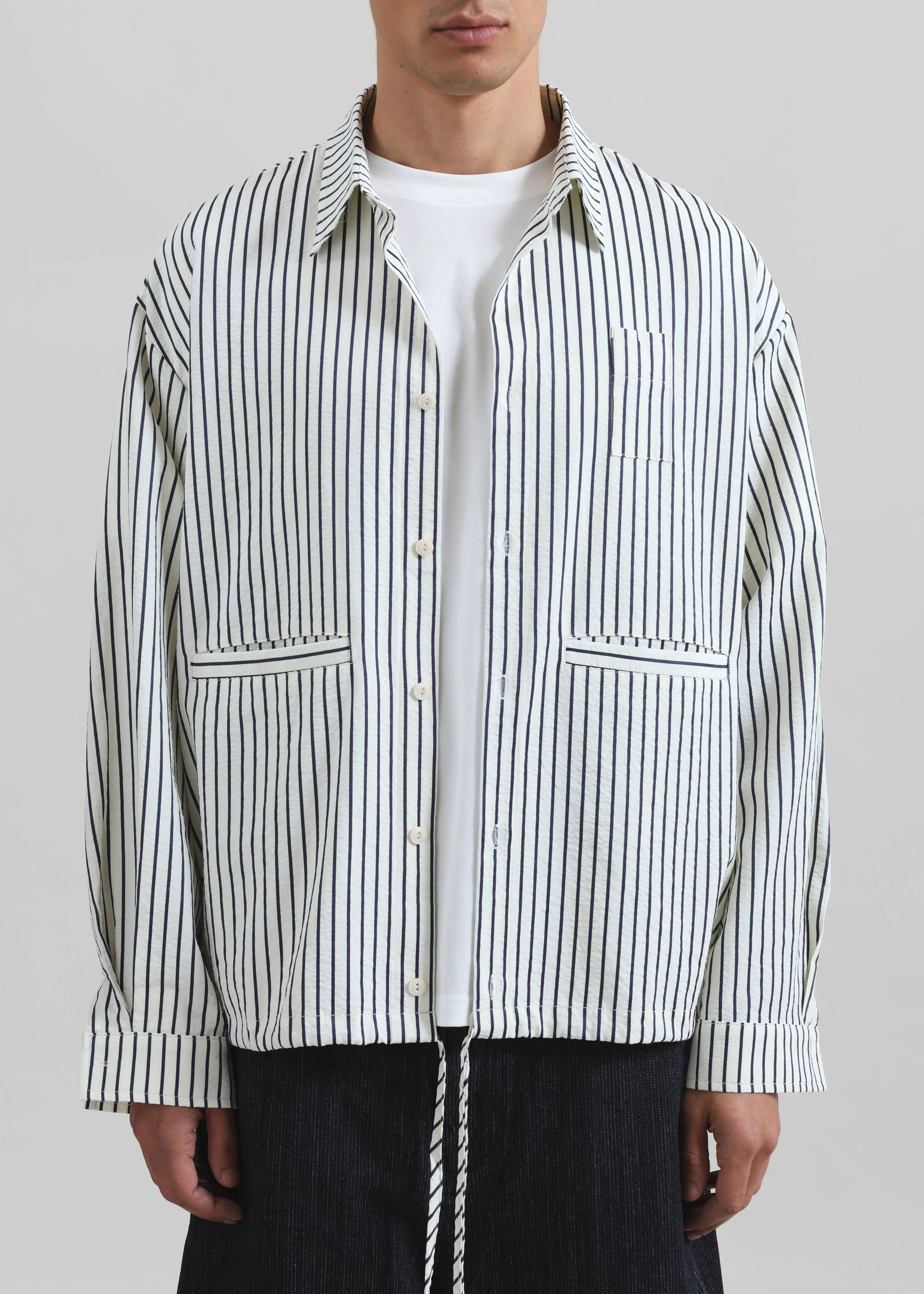 Corwin Shirt Jacket - White/Navy Stripe sold by Frankie Shop product image thumbnail 3