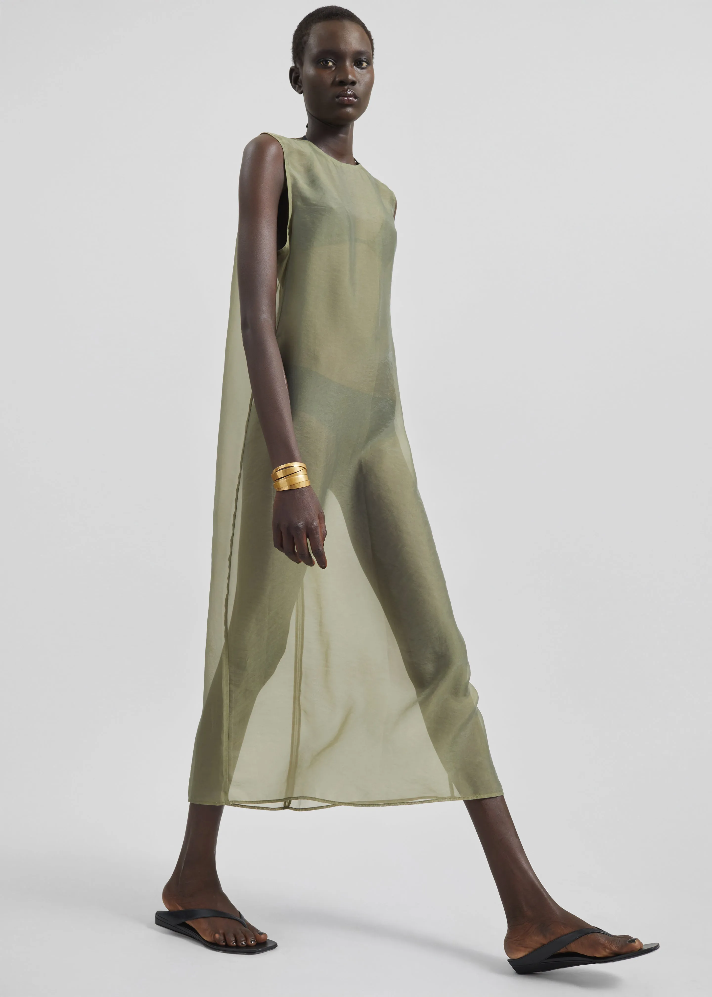 Corindi Sheer Organza Dress - Olive sold by Frankie Shop