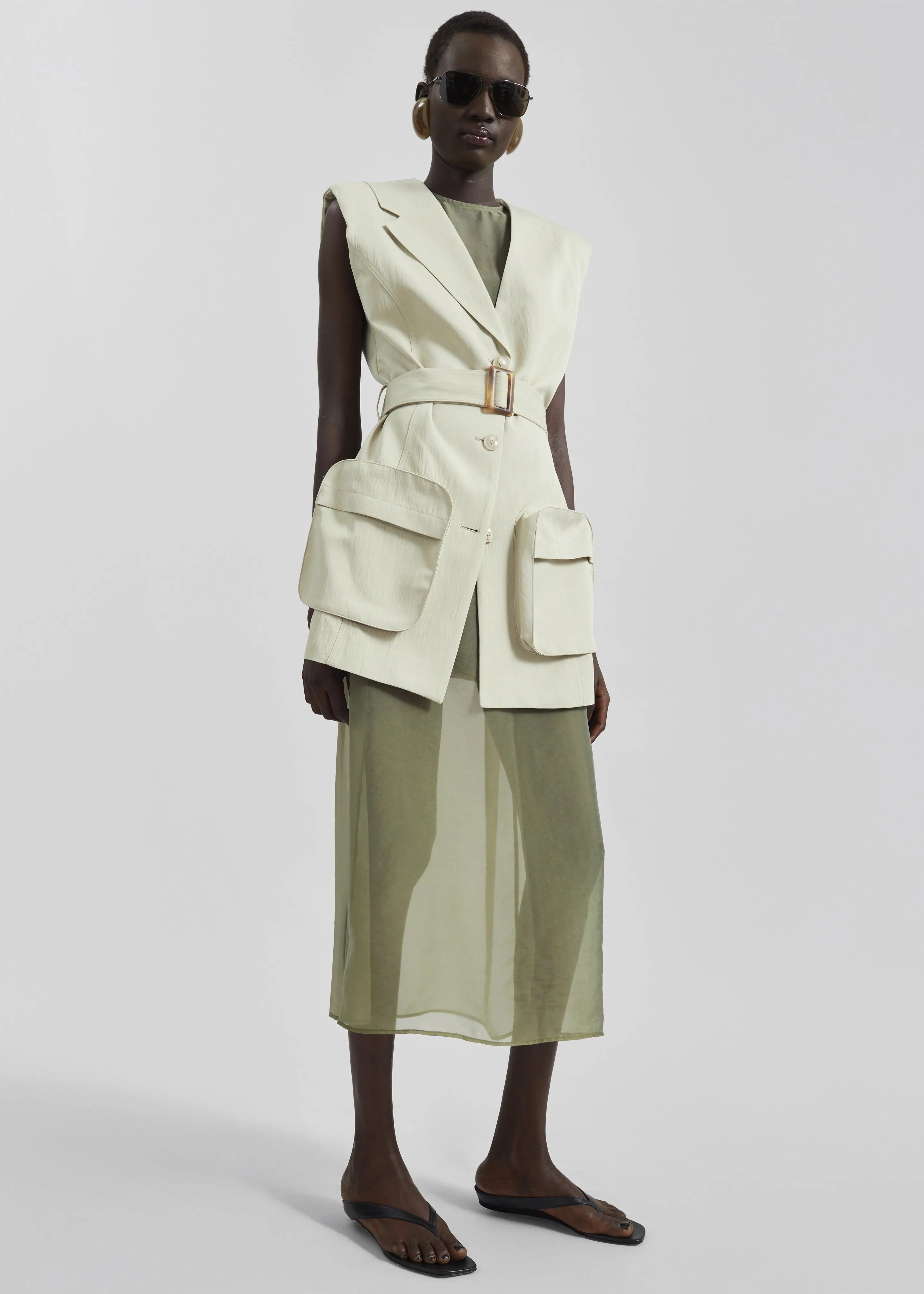 Carral Belted Vest - Pale Green sold by Frankie Shop