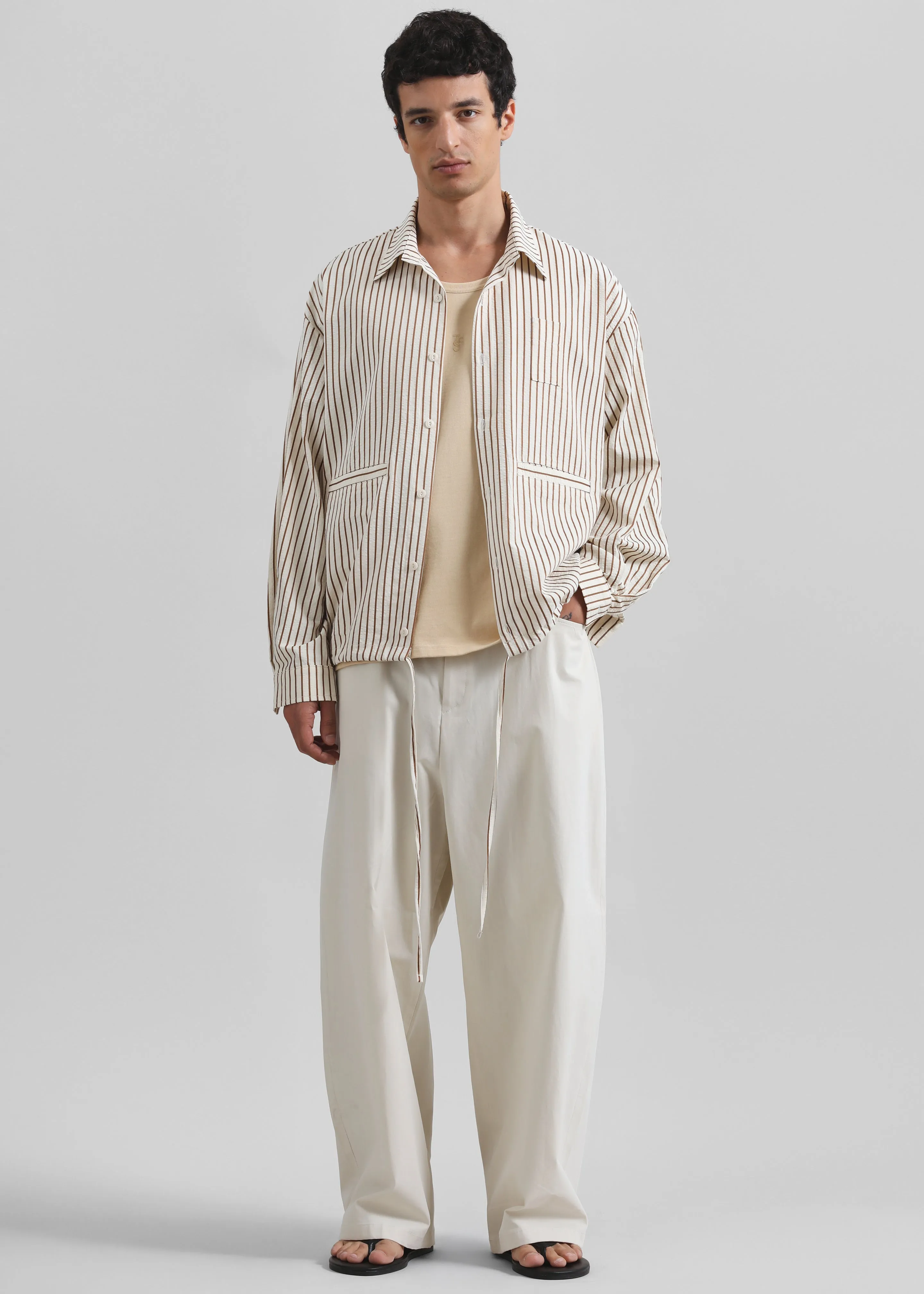 Corwin Shirt Jacket - Beige/Brown Stripe sold by Frankie Shop product image thumbnail 3