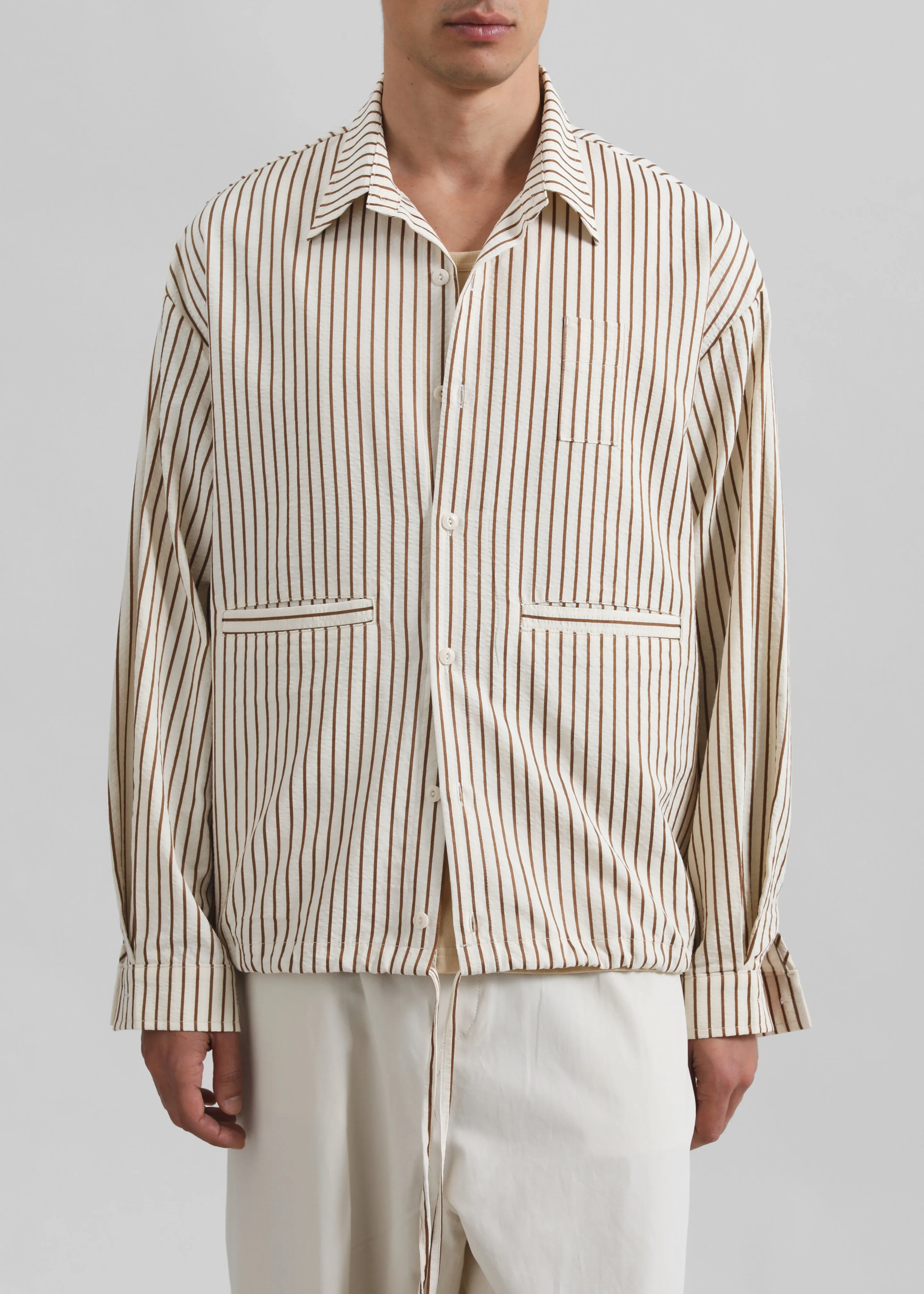 Corwin Shirt Jacket - Beige/Brown Stripe sold by Frankie Shop product image thumbnail 2