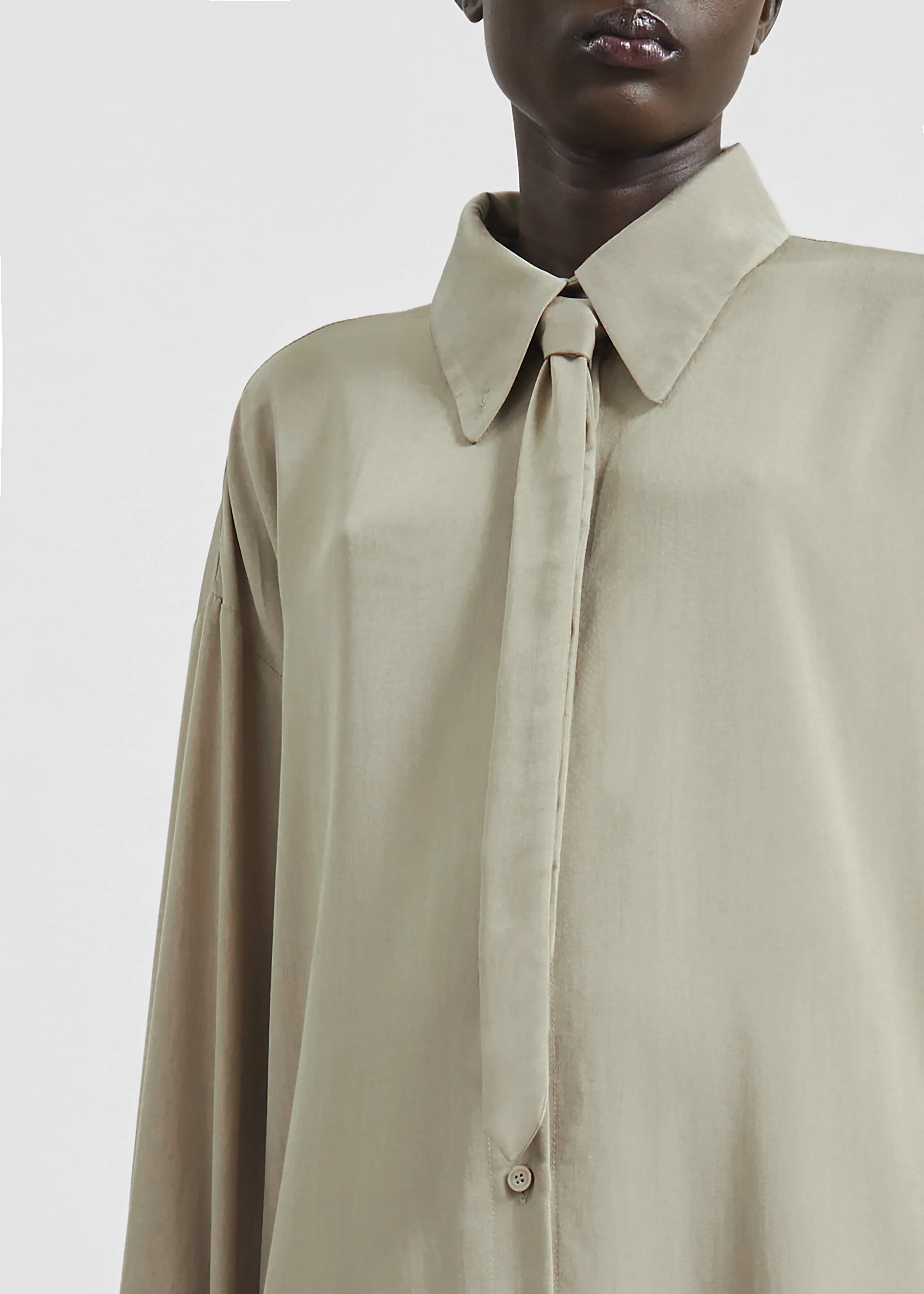Silvan Neck Tie Shirt Dress - Taupe sold by Frankie Shop product image thumbnail 5