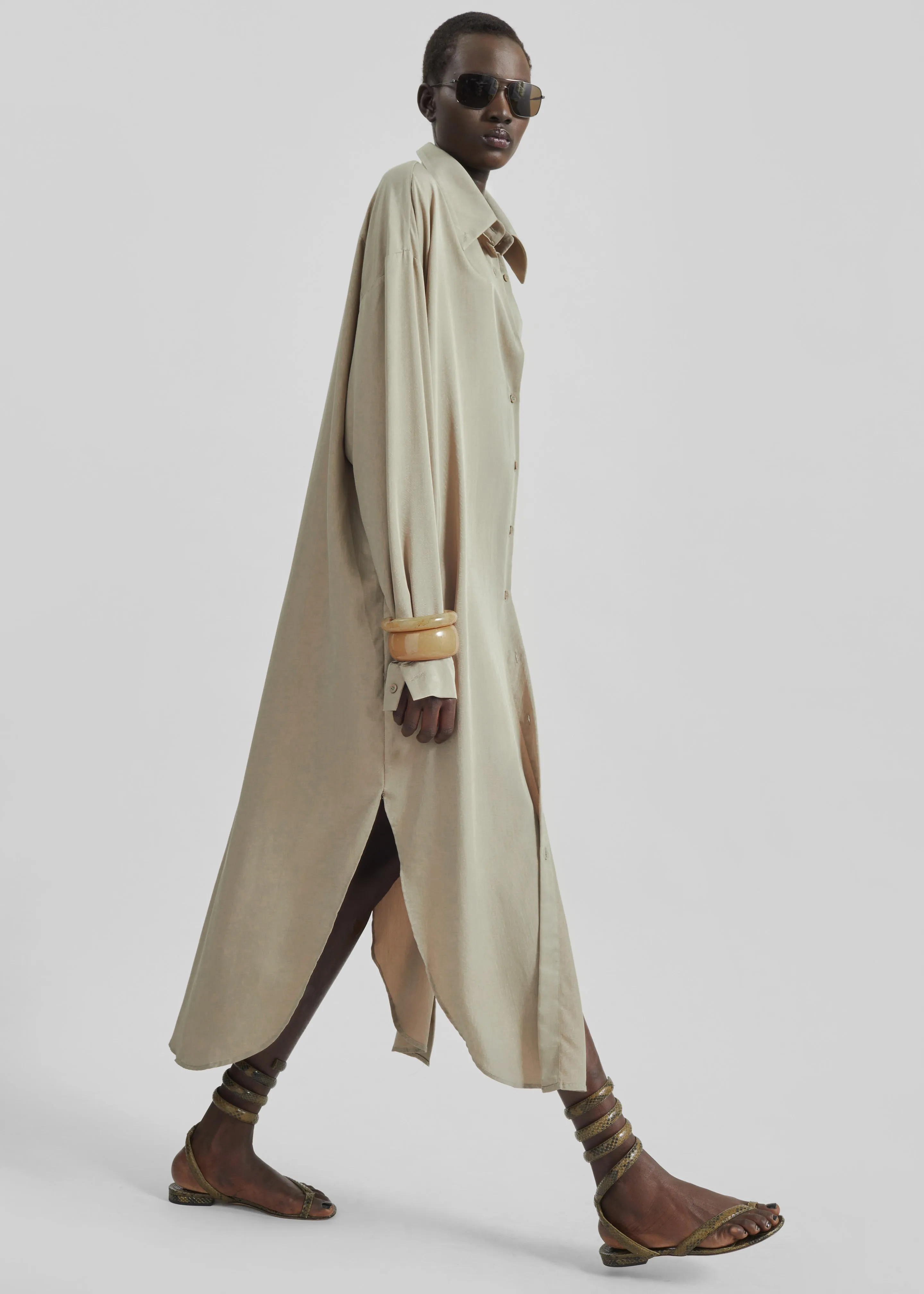 Silvan Neck Tie Shirt Dress - Taupe sold by Frankie Shop product image thumbnail 2