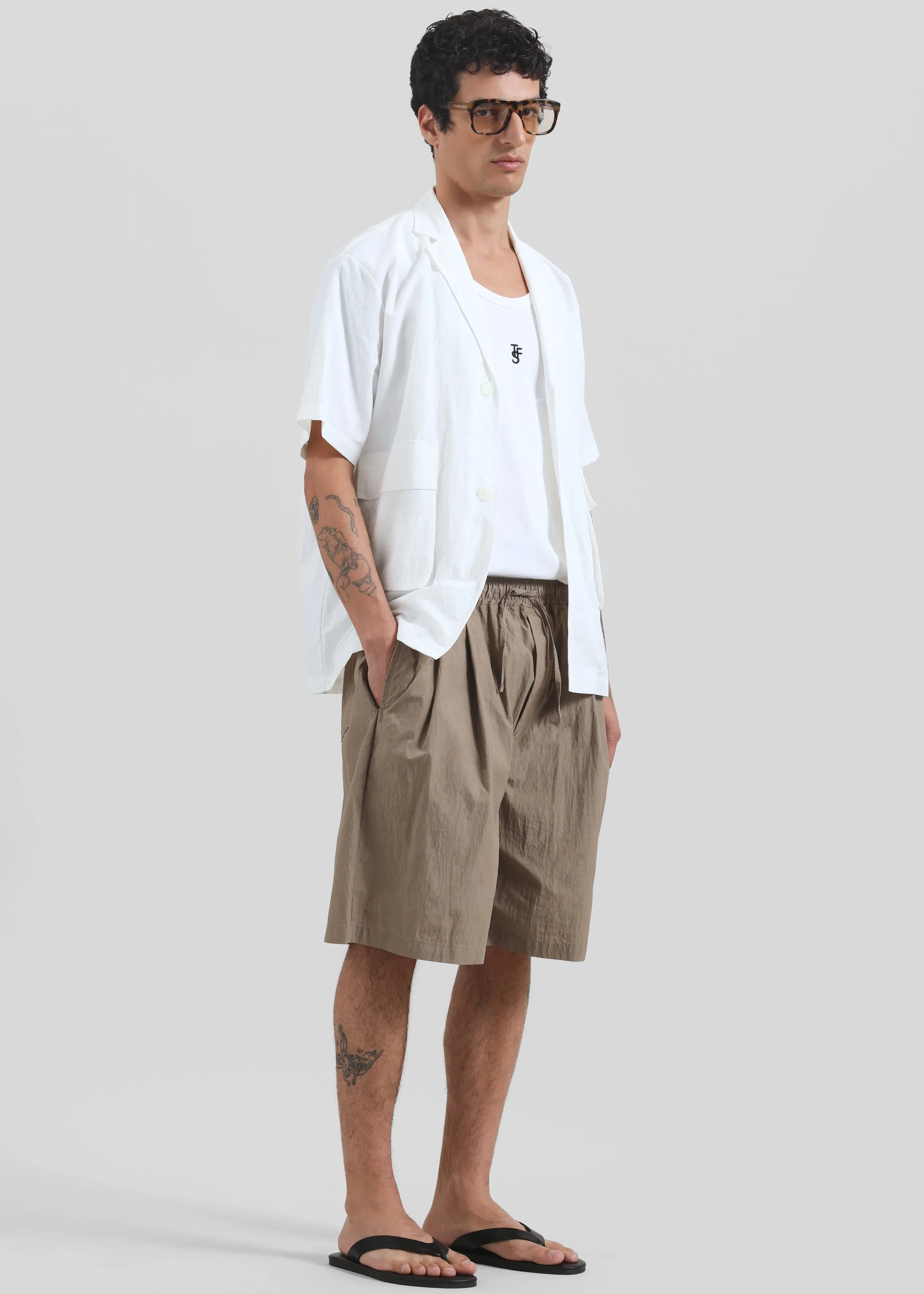 Ohio Crinkled Poplin Shorts - Taupe sold by Frankie Shop product image thumbnail 2