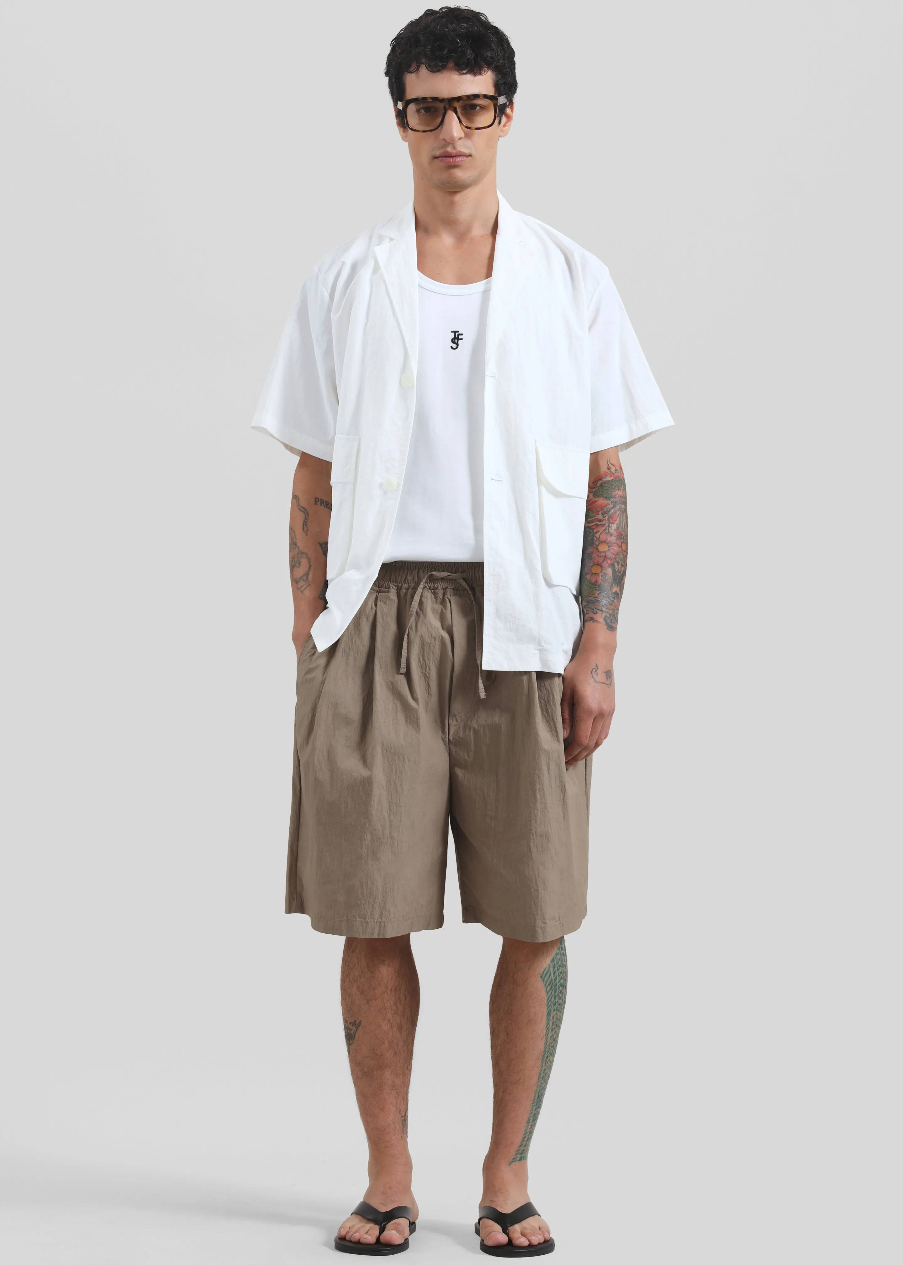 Ohio Crinkled Poplin Shorts - Taupe sold by Frankie Shop product image thumbnail 5