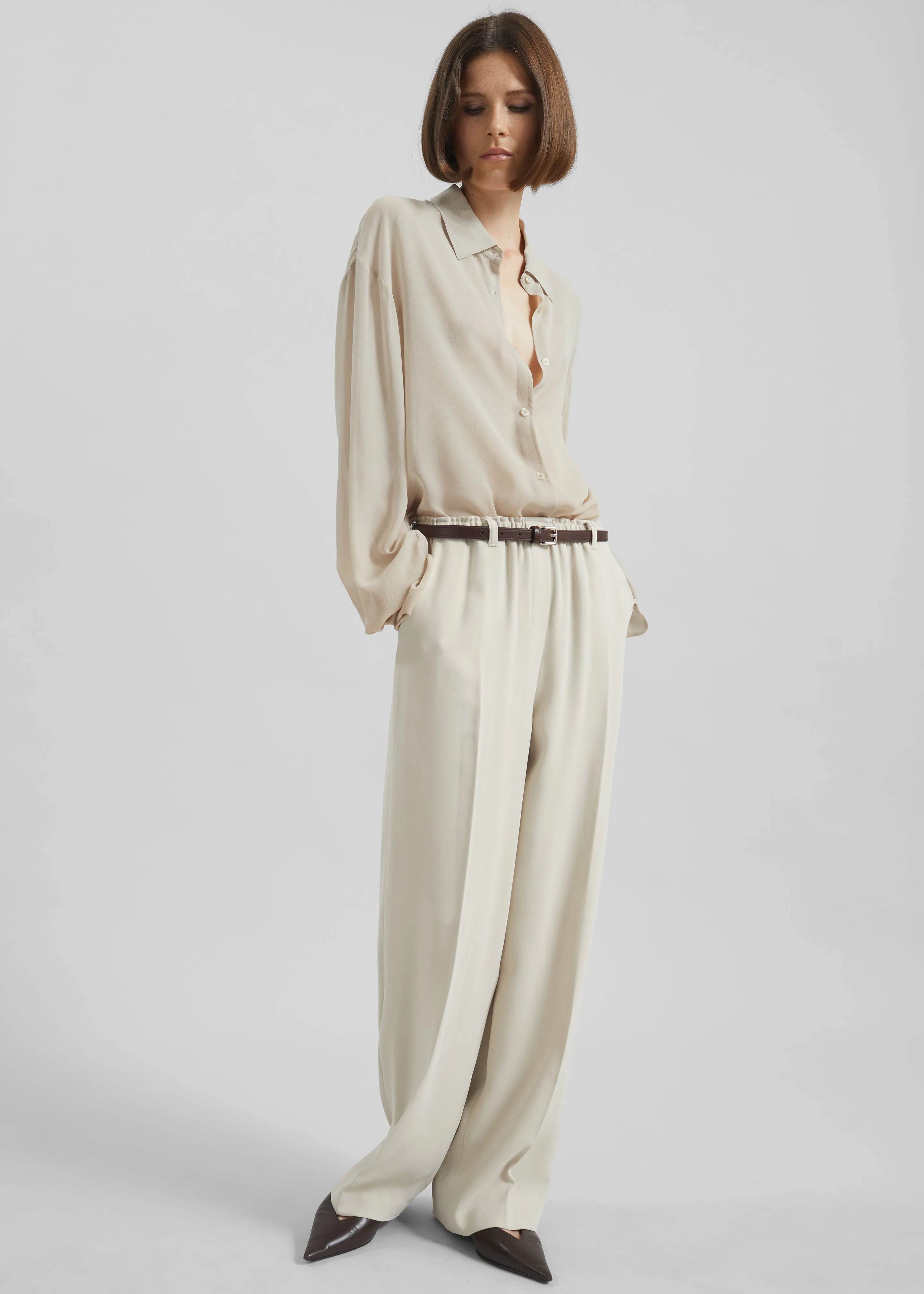 Hamnoy Straight Pants - Light Beige sold by Frankie Shop