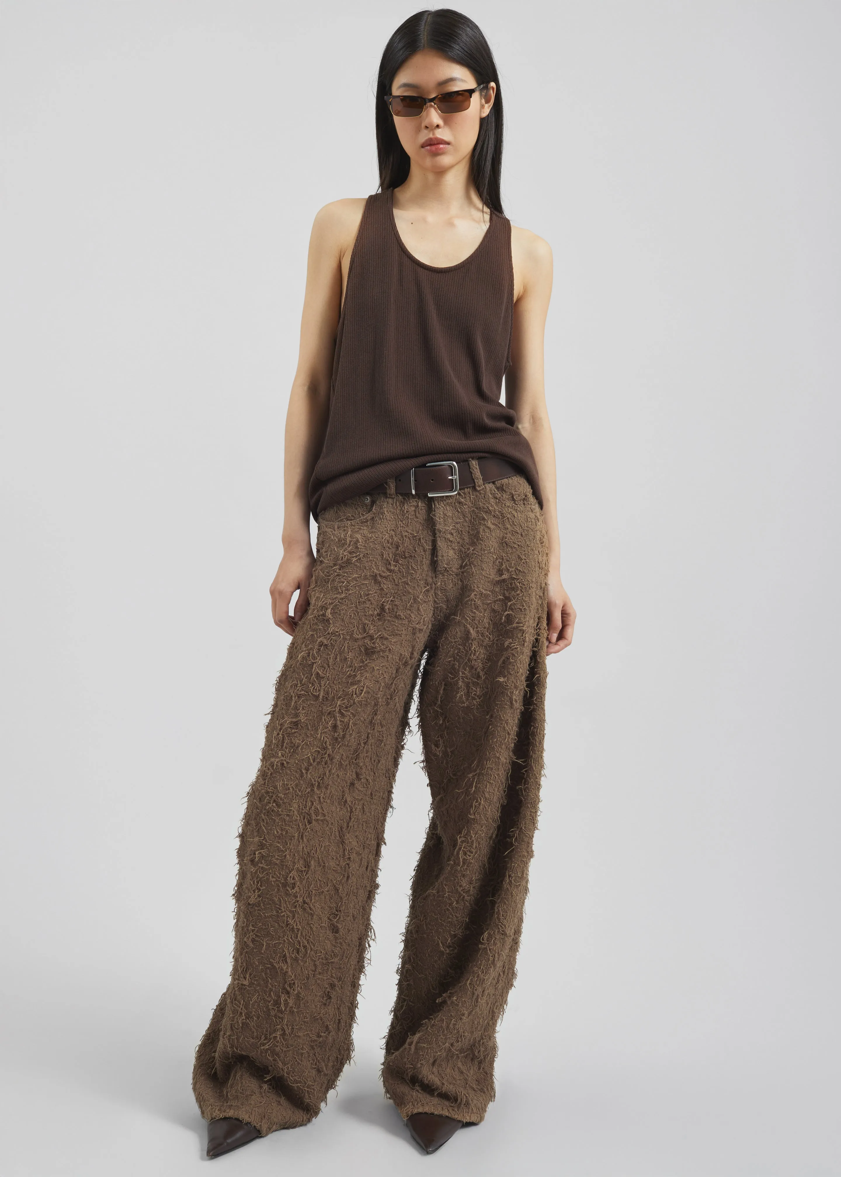 Haikure Bethany Fur Denim Pants - Camel sold by Frankie Shop