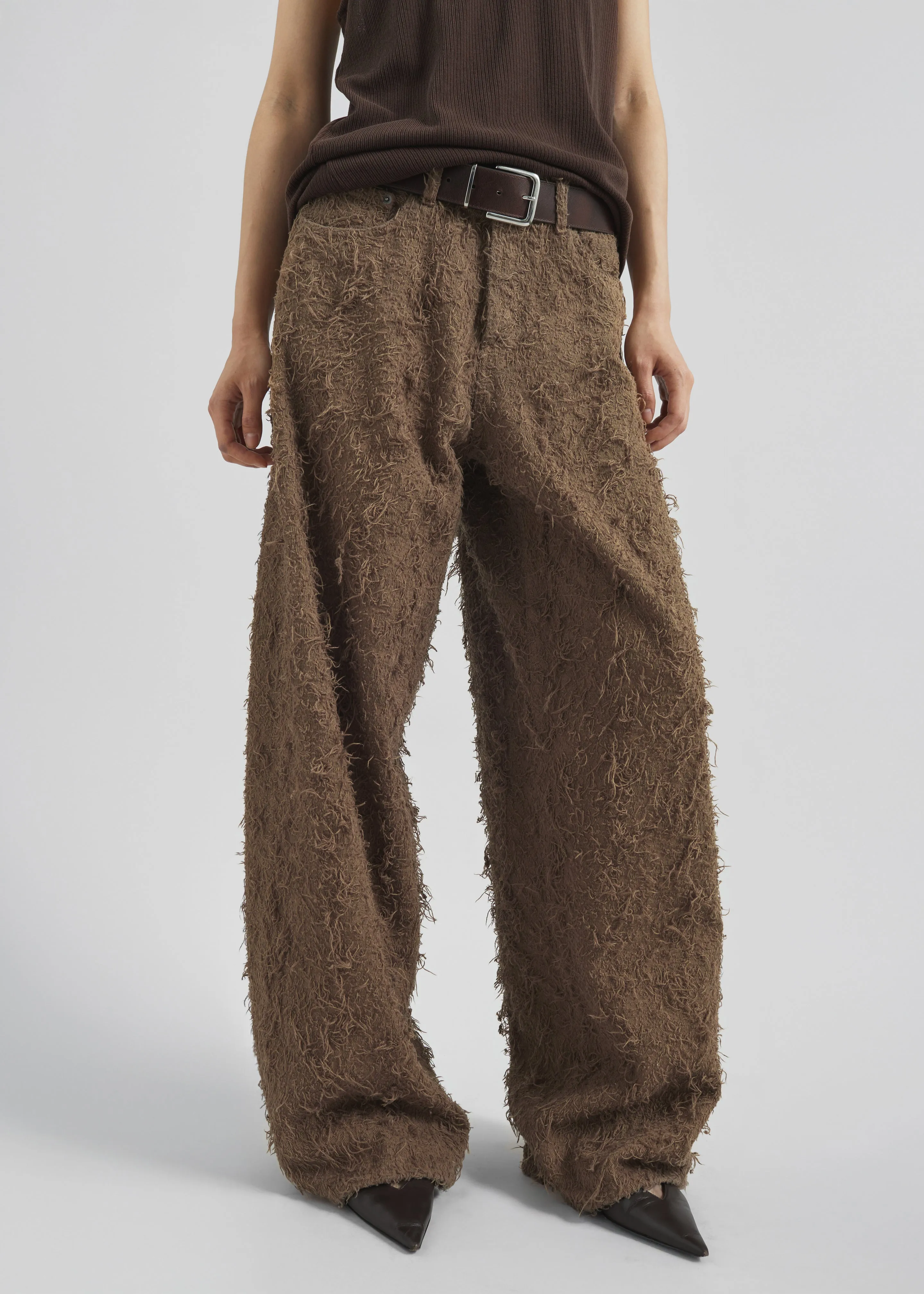 Haikure Bethany Fur Denim Pants - Camel sold by Frankie Shop product image thumbnail 2