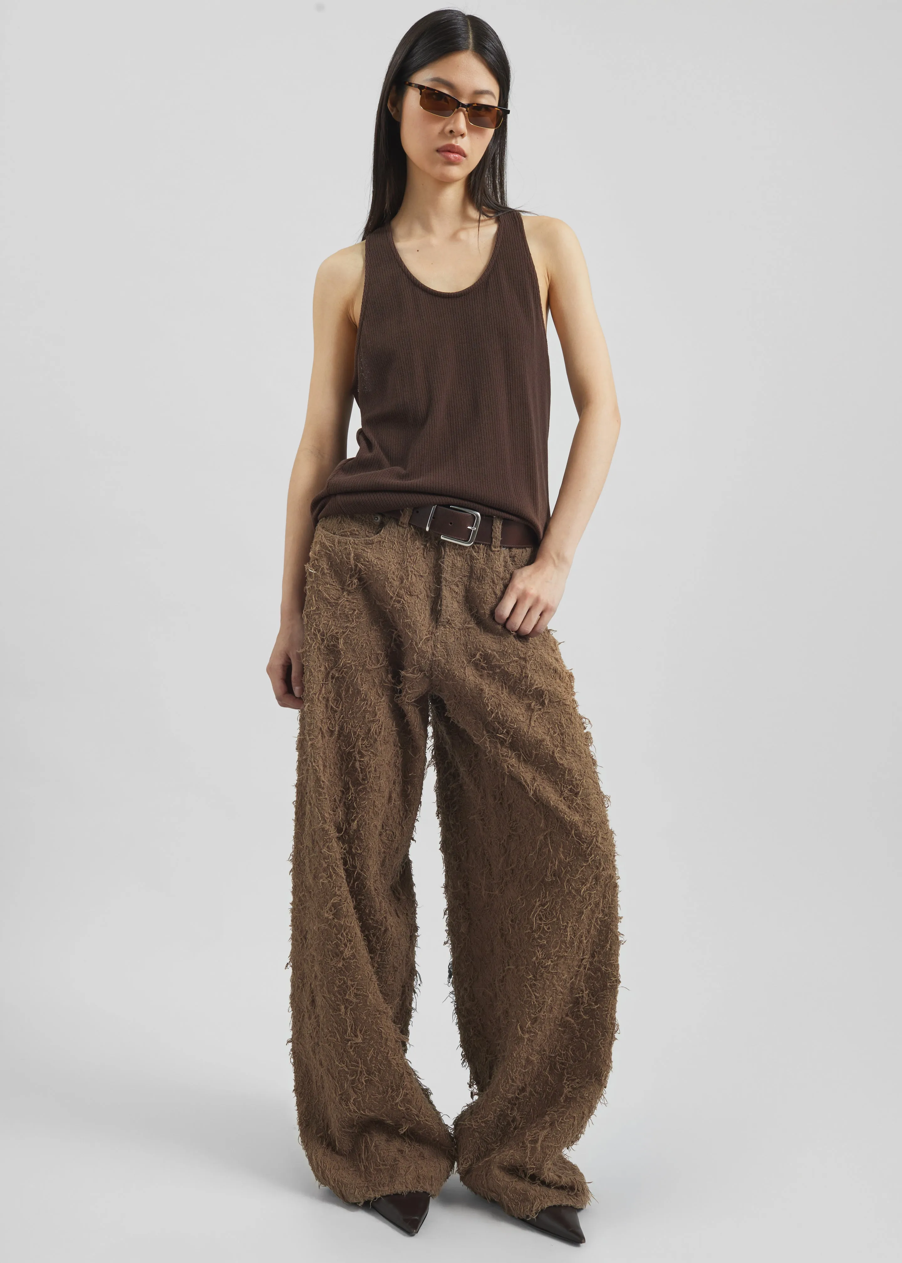 Haikure Bethany Fur Denim Pants - Camel sold by Frankie Shop product image thumbnail 3