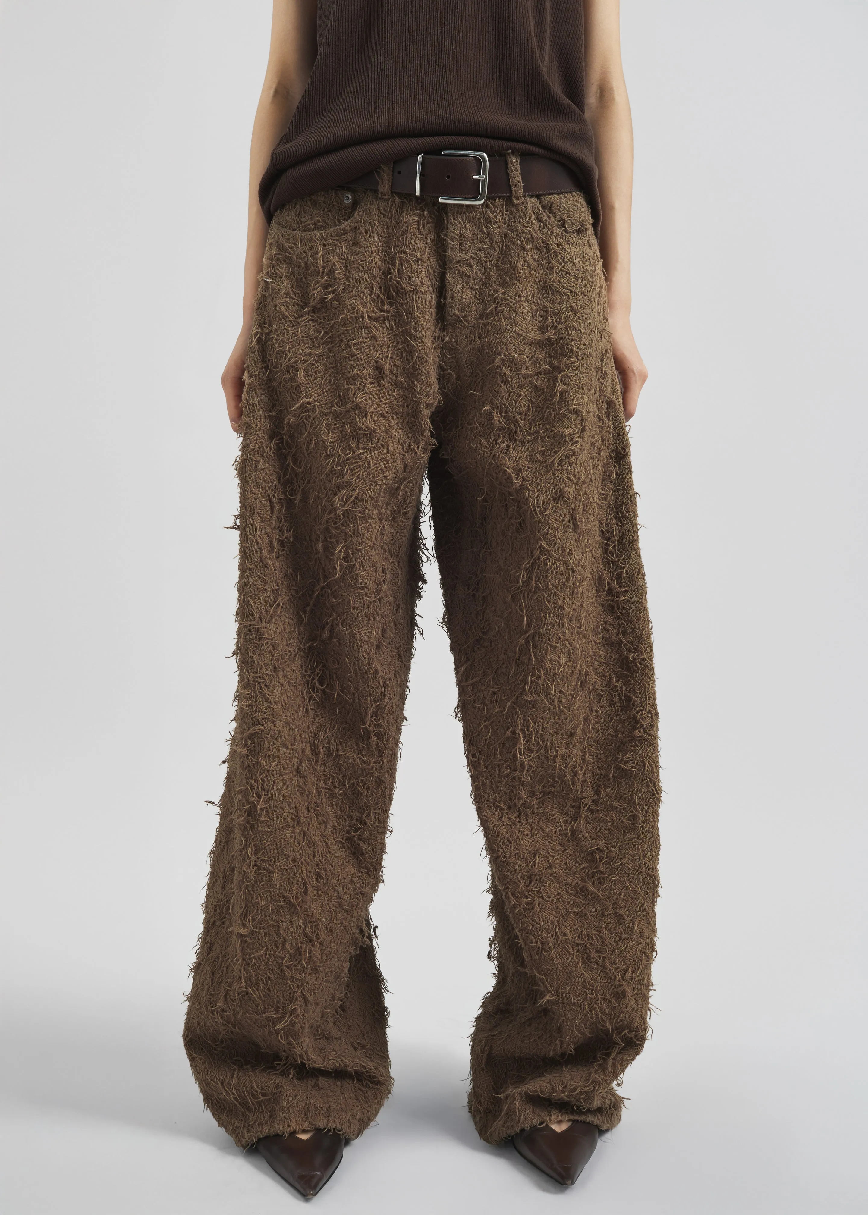 Haikure Bethany Fur Denim Pants - Camel sold by Frankie Shop product image thumbnail 5