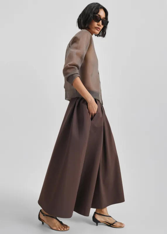 Nimes Voluminous A-Line Maxi Skirt - Brown sold by Frankie Shop