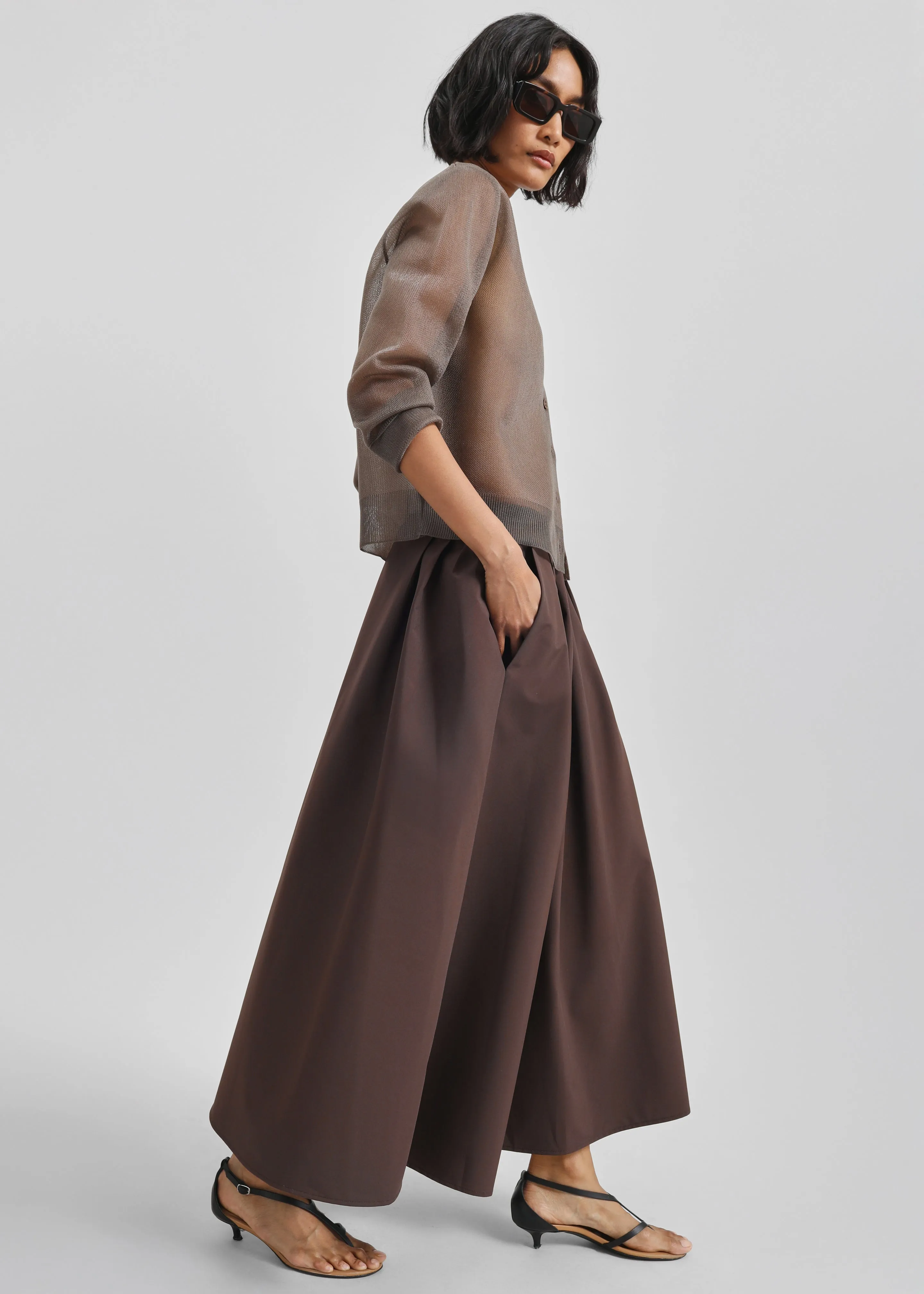 Nimes Voluminous A-Line Maxi Skirt - Brown sold by Frankie Shop