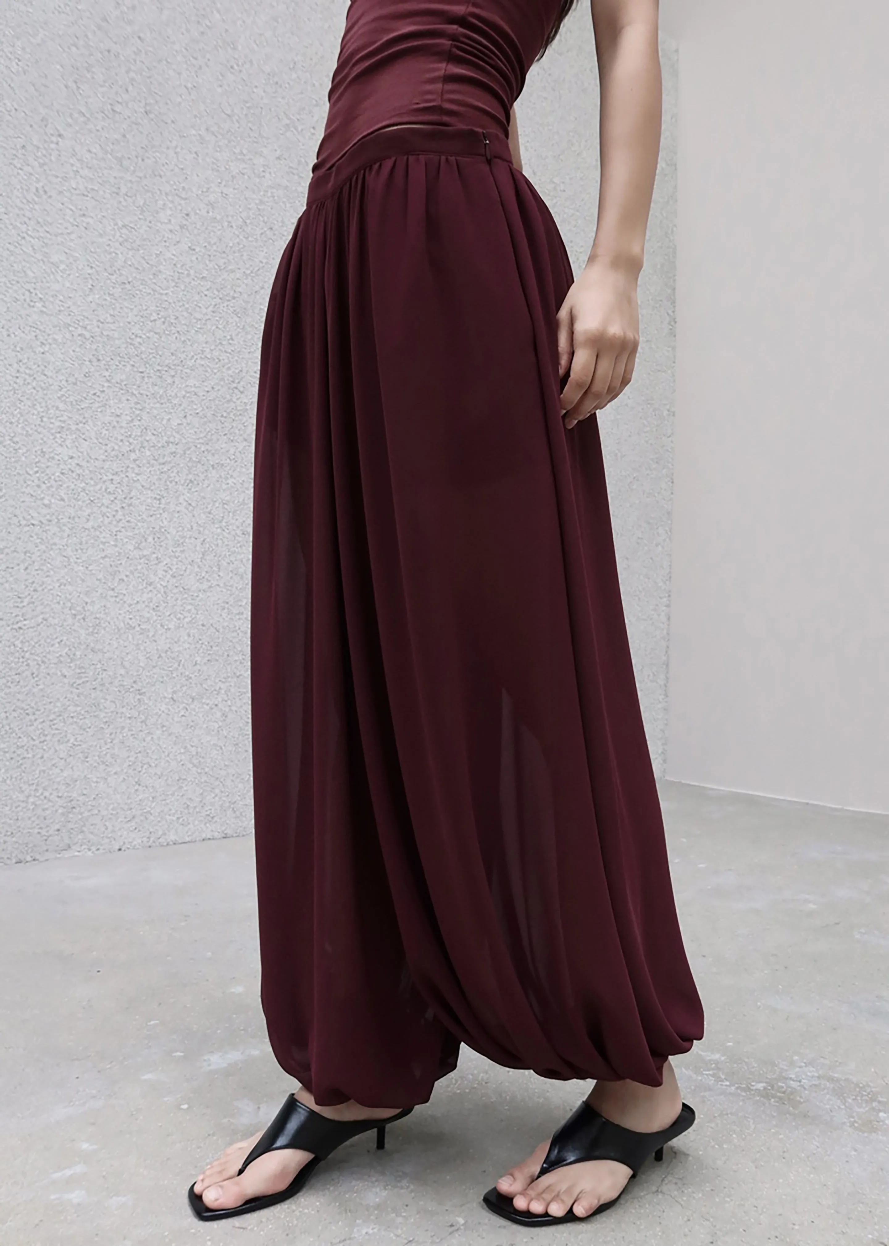 Solrae Fluid Balloon Pants - Burgundy sold by Frankie Shop product image thumbnail 2