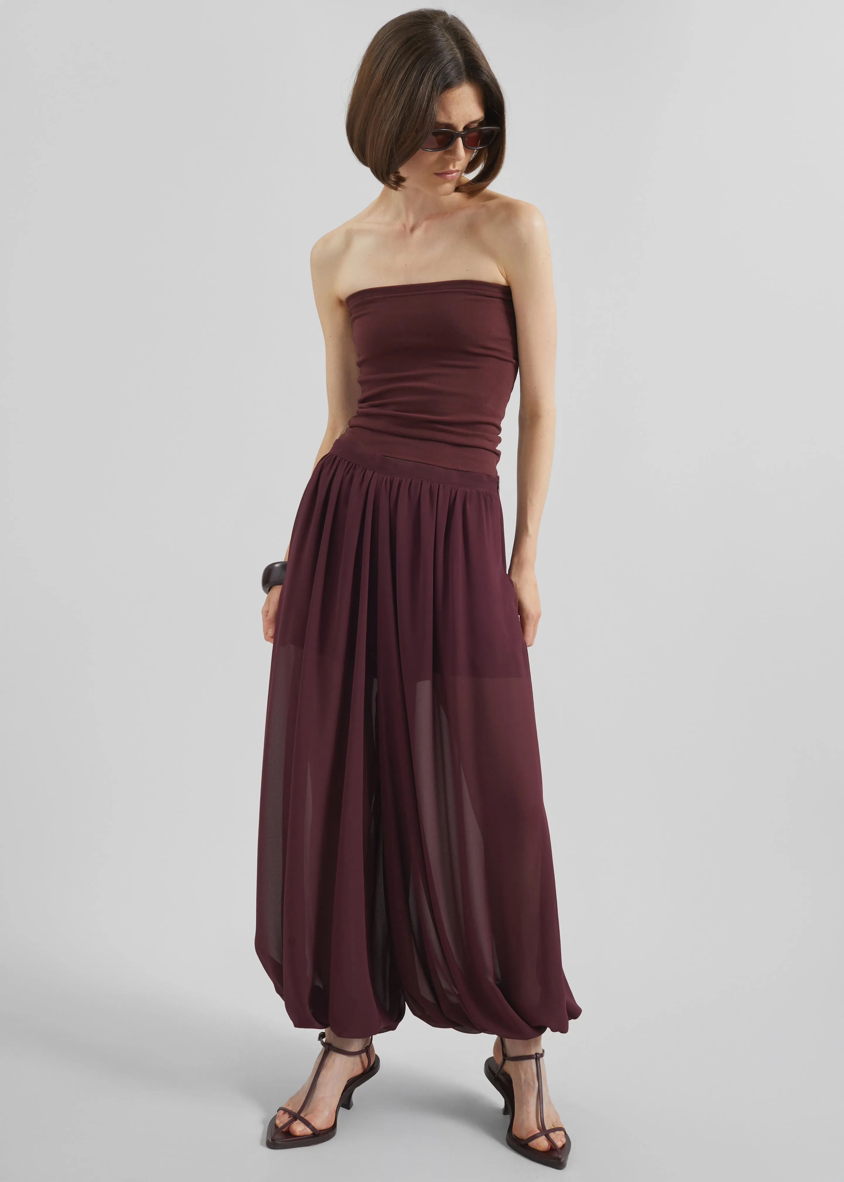 Solrae Fluid Balloon Pants - Burgundy sold by Frankie Shop product image thumbnail 3
