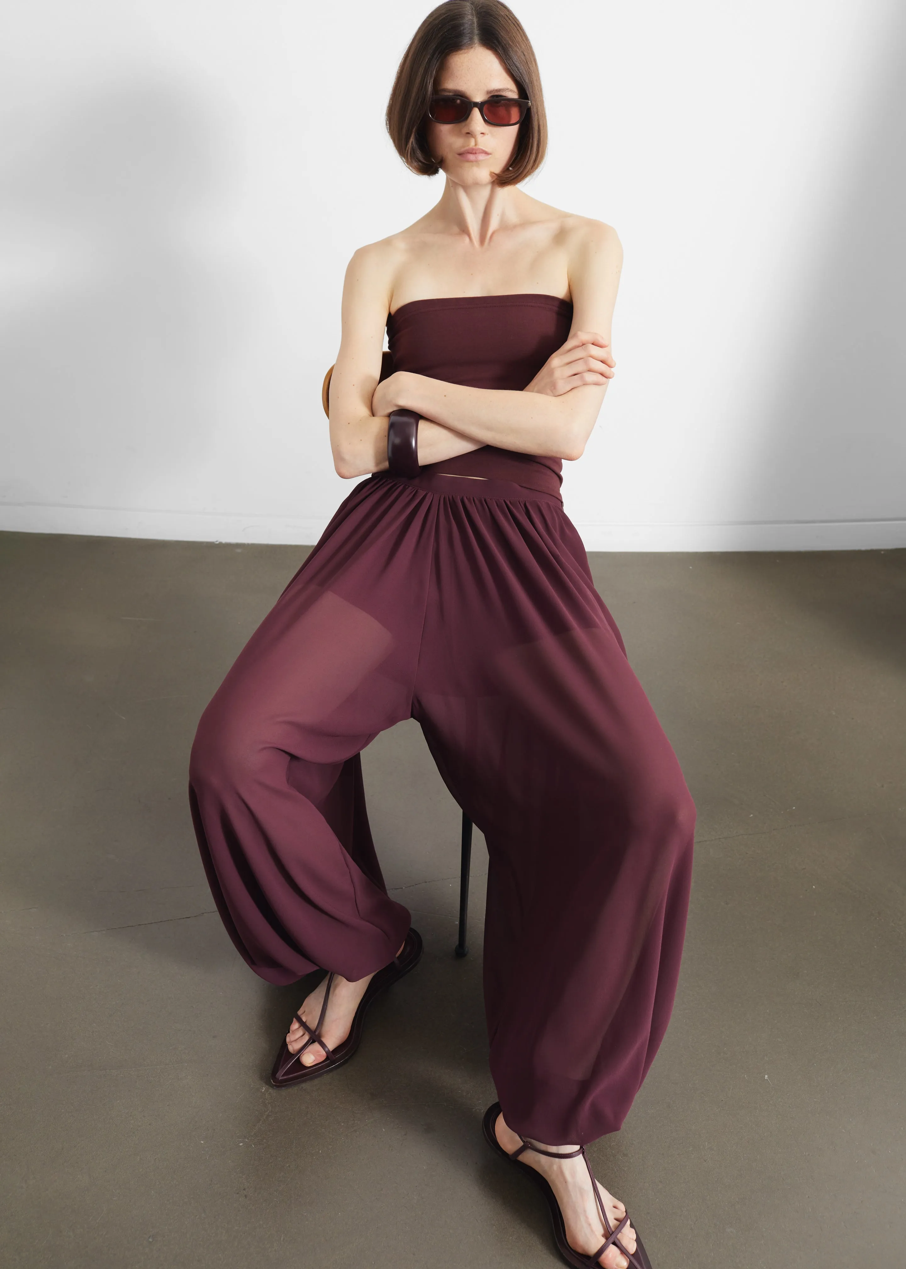 Solrae Fluid Balloon Pants - Burgundy sold by Frankie Shop