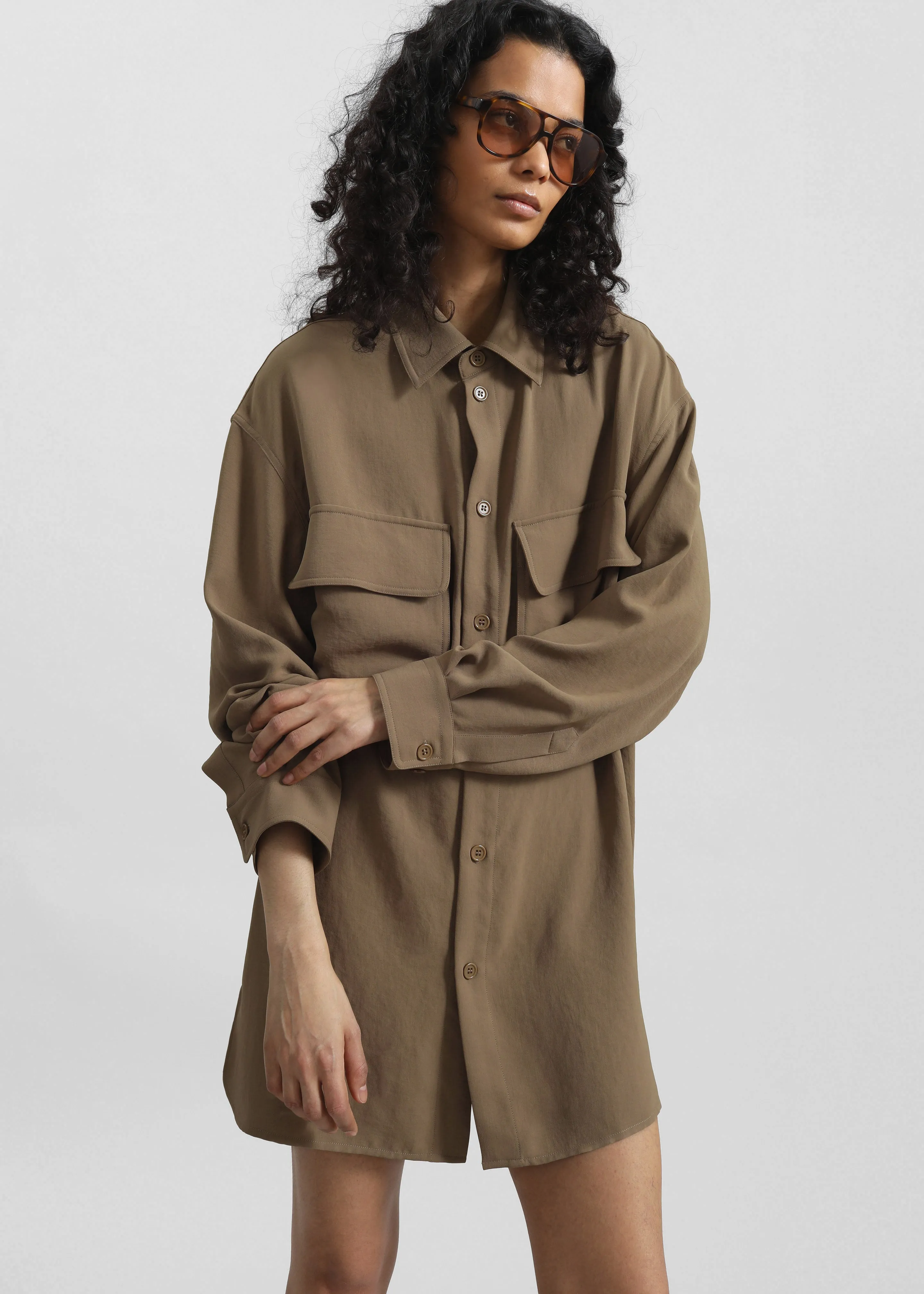 Carbis Cargo Shirt Dress - Camel sold by Frankie Shop