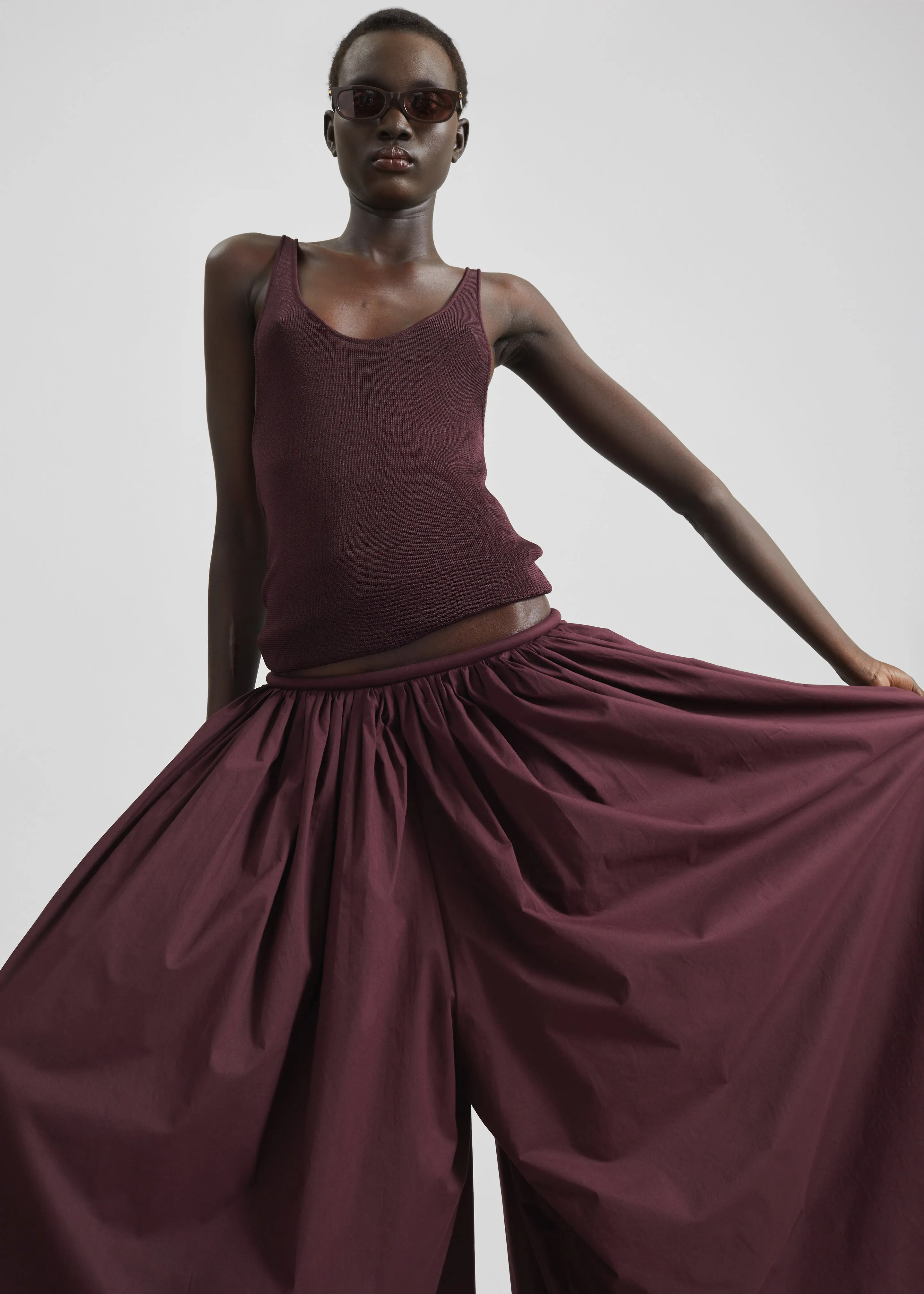 Gaeta Wide Corded Waistband Culottes - Burgundy sold by Frankie Shop product image thumbnail 5
