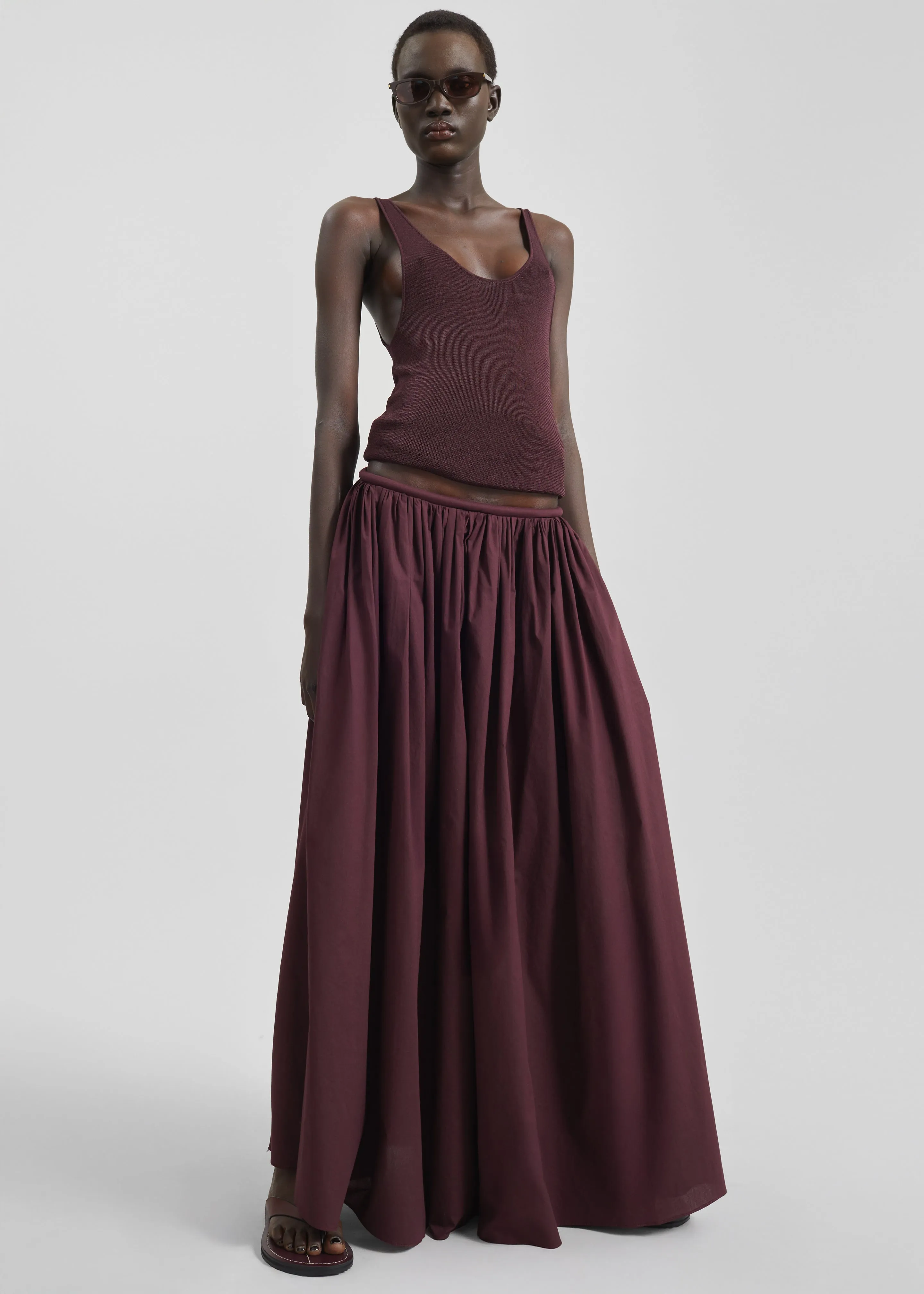 Gaeta Wide Corded Waistband Culottes - Burgundy sold by Frankie Shop product image thumbnail 2