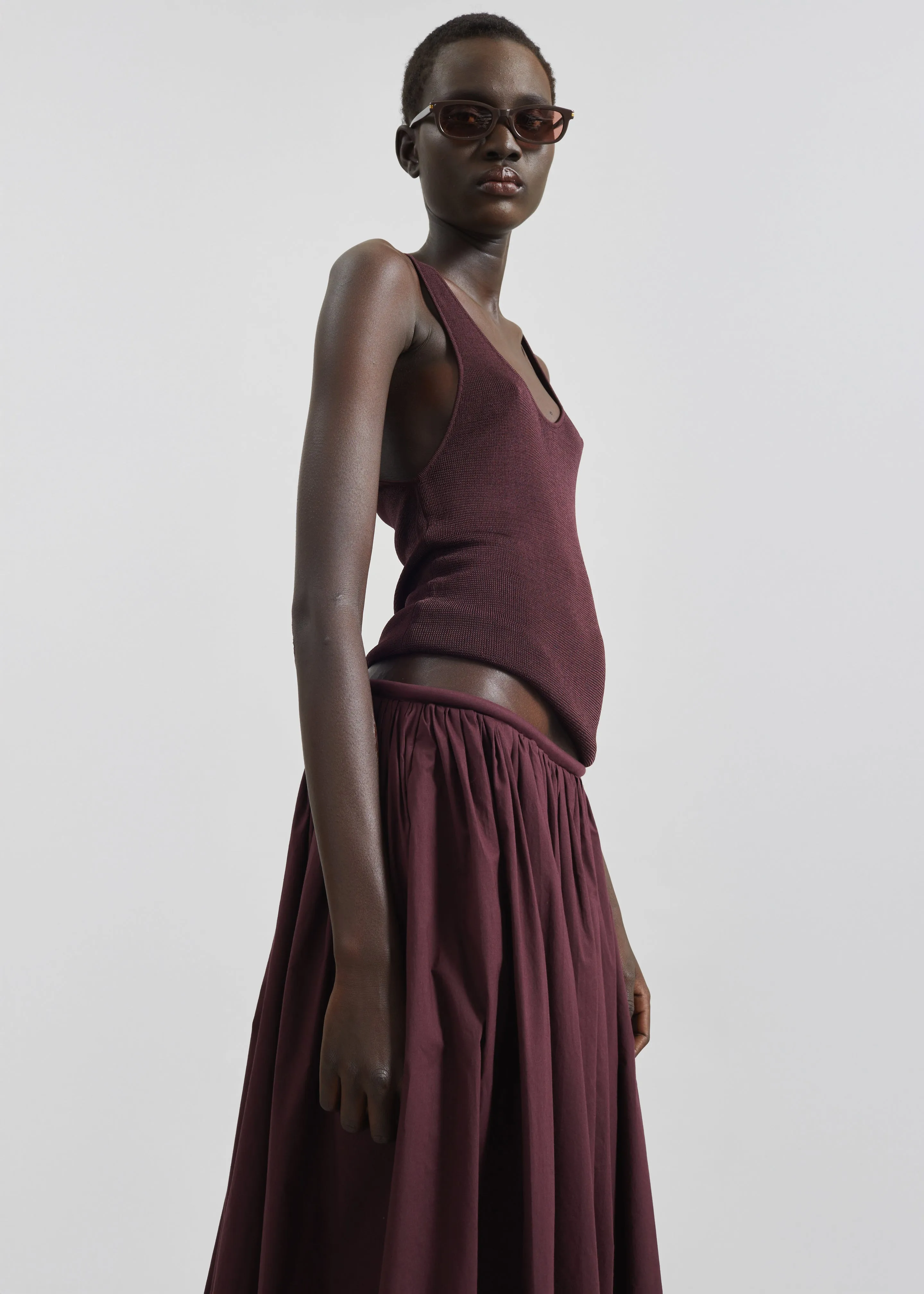 Gaeta Wide Corded Waistband Culottes - Burgundy sold by Frankie Shop product image thumbnail 3