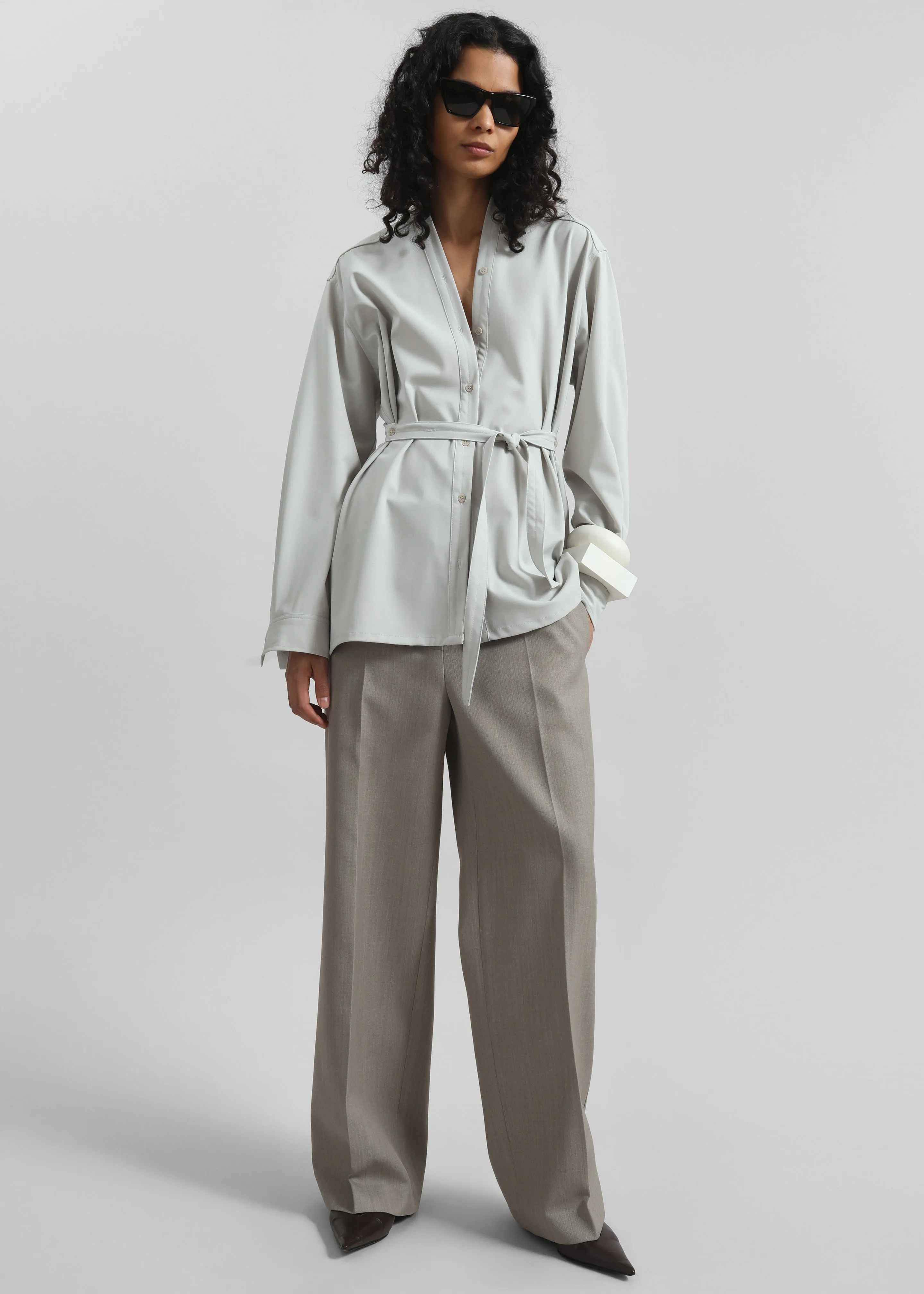 Alven Belted Shirt - Stone sold by Frankie Shop