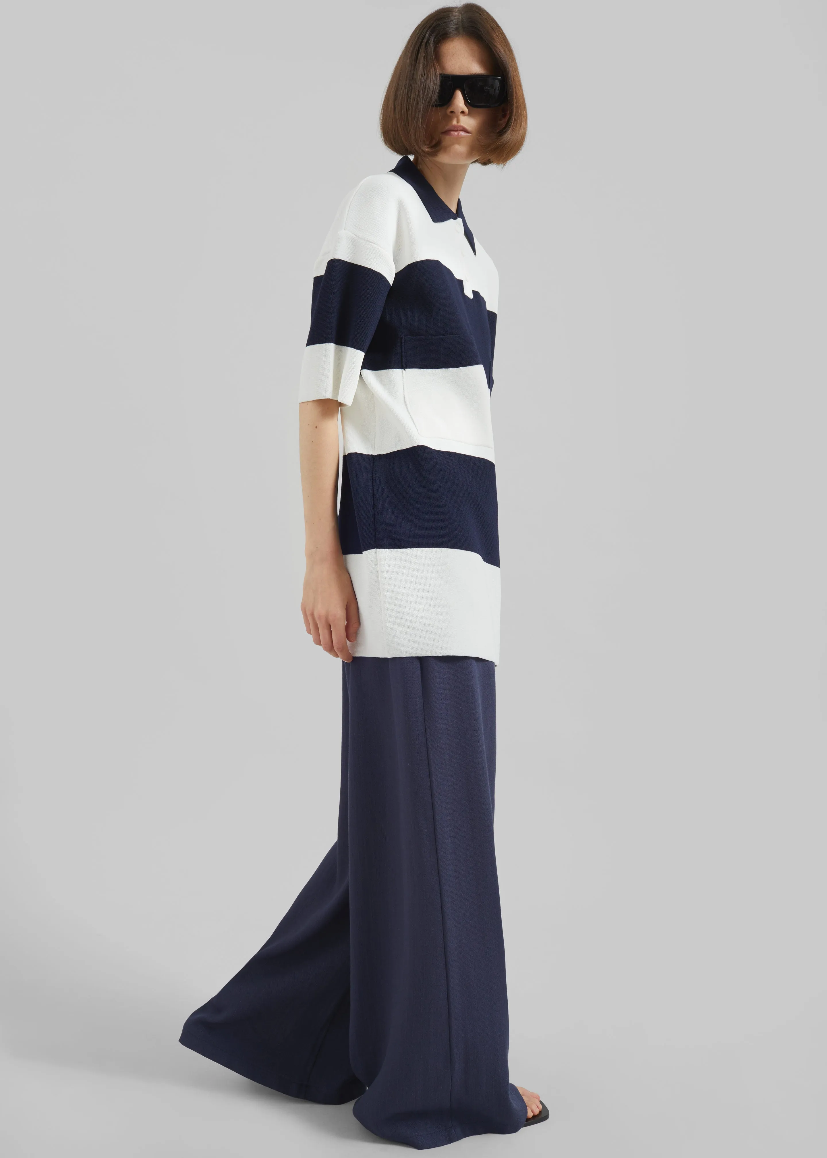 Teralba Oversized Knit Polo - White/Navy Stripe sold by Frankie Shop product image thumbnail 2