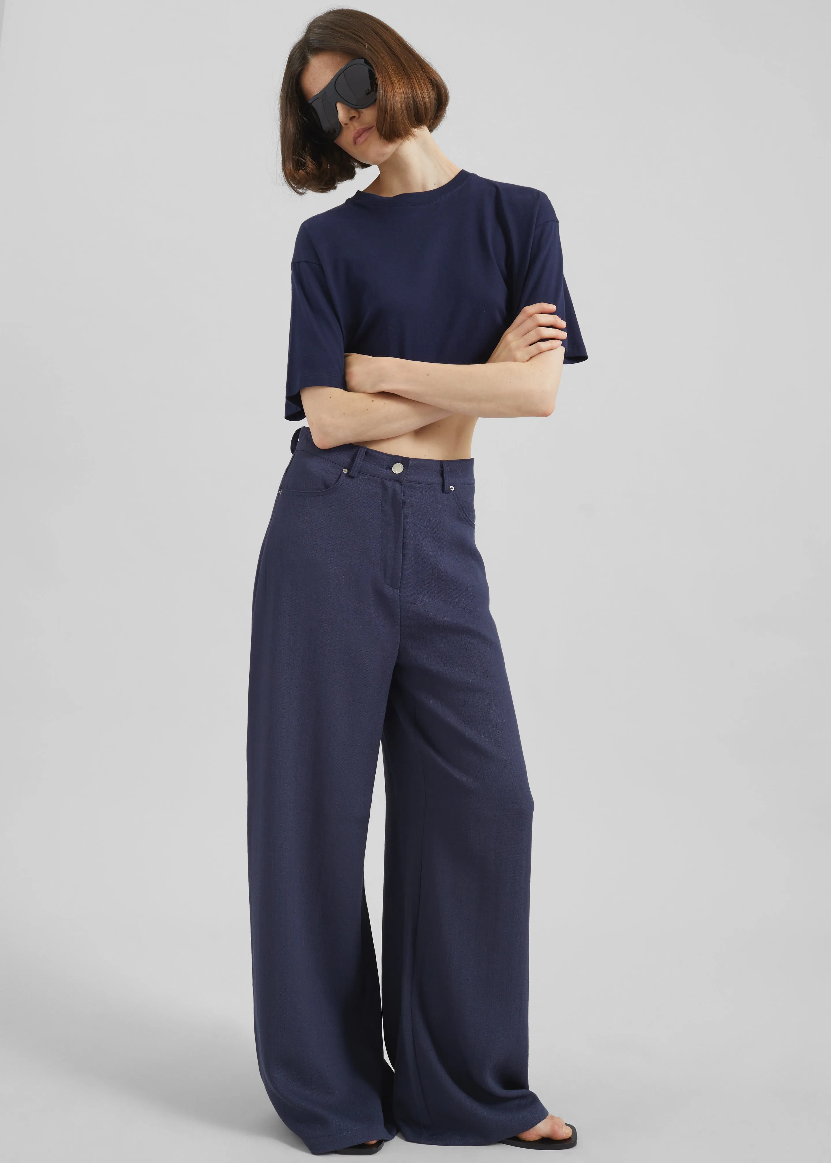 Mapello Wide Leg Pants - Navy sold by Frankie Shop product image thumbnail 3