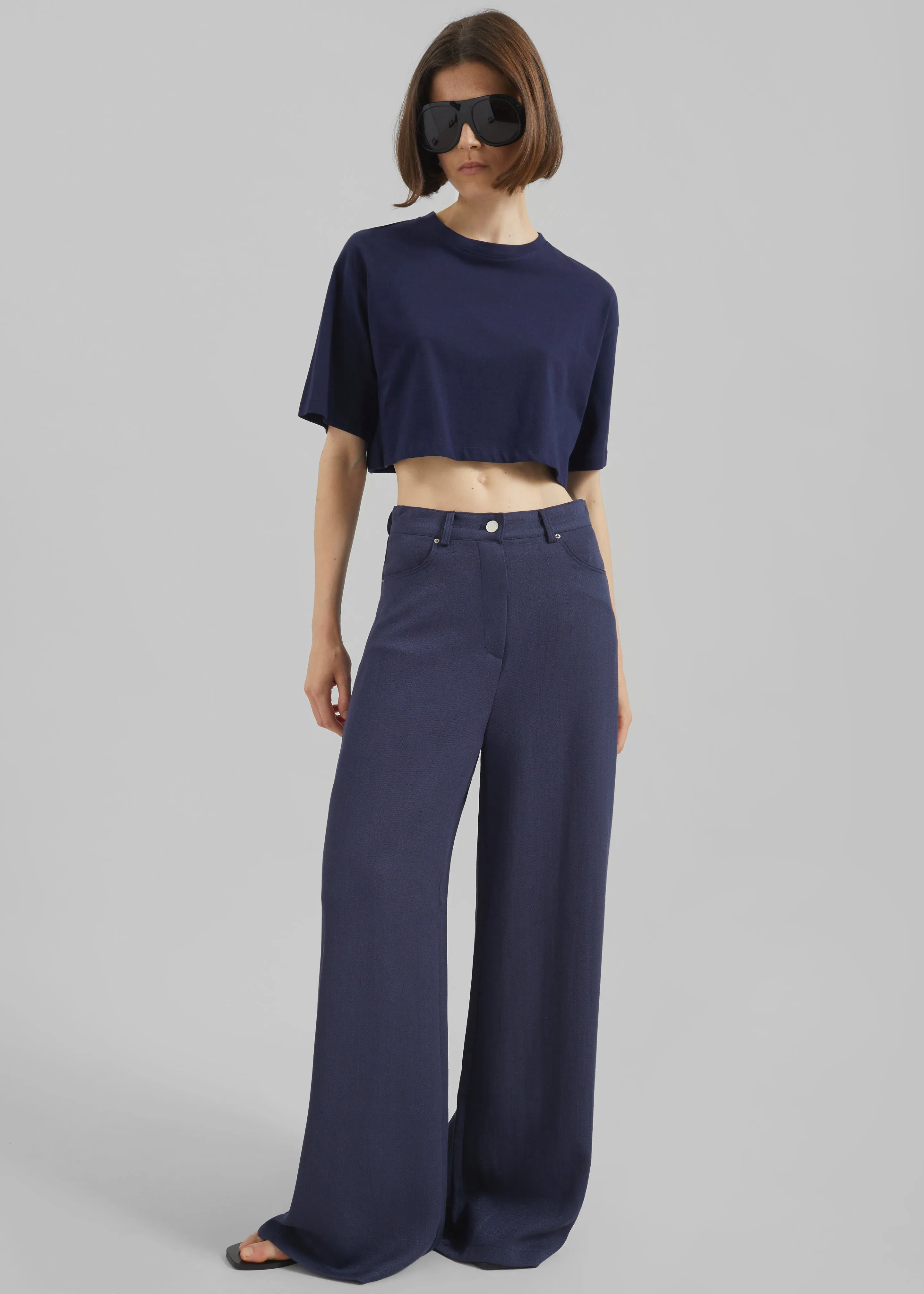 Mapello Wide Leg Pants - Navy sold by Frankie Shop