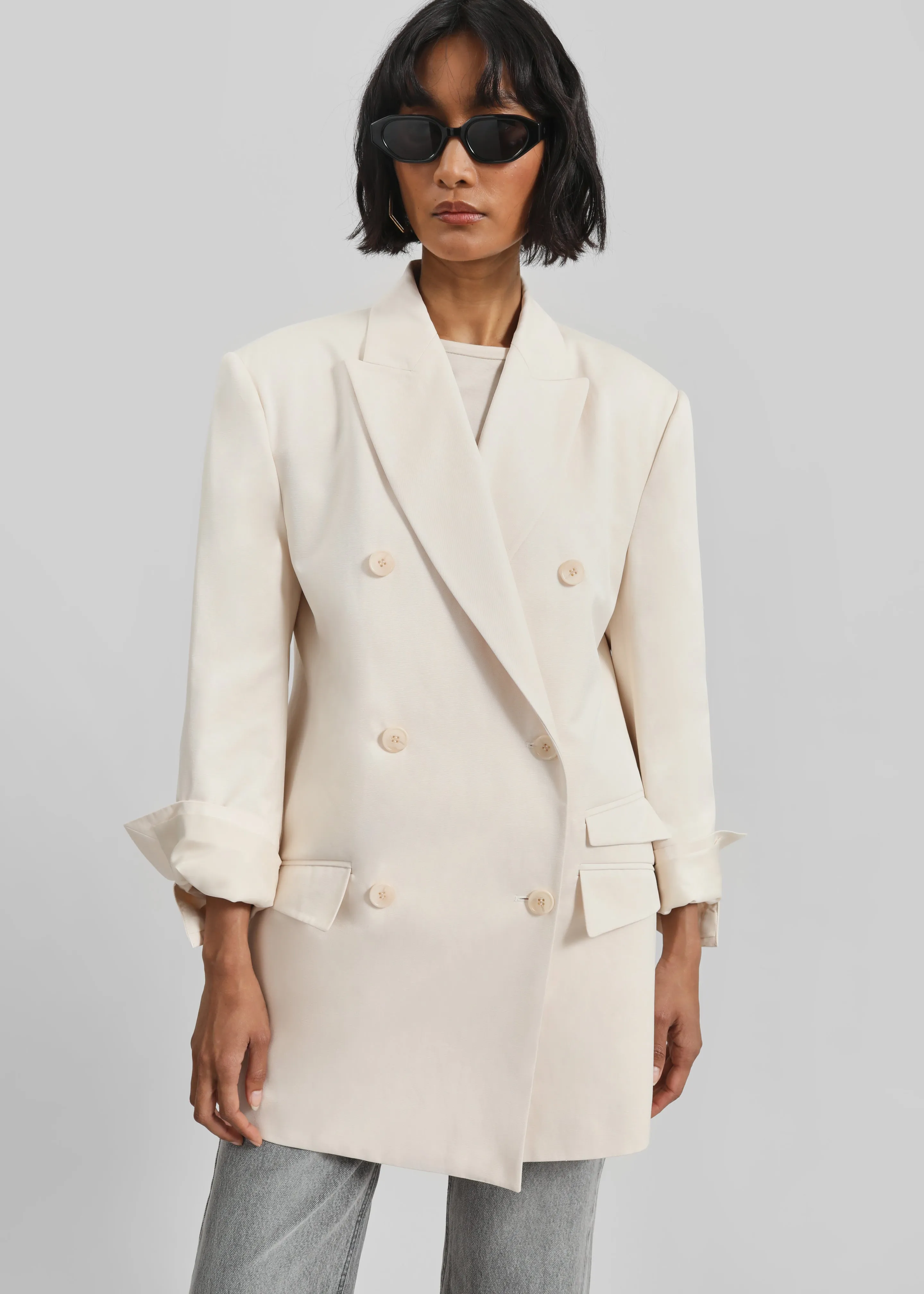 Dunleer Double-Breasted Blazer - Cream sold by Frankie Shop
