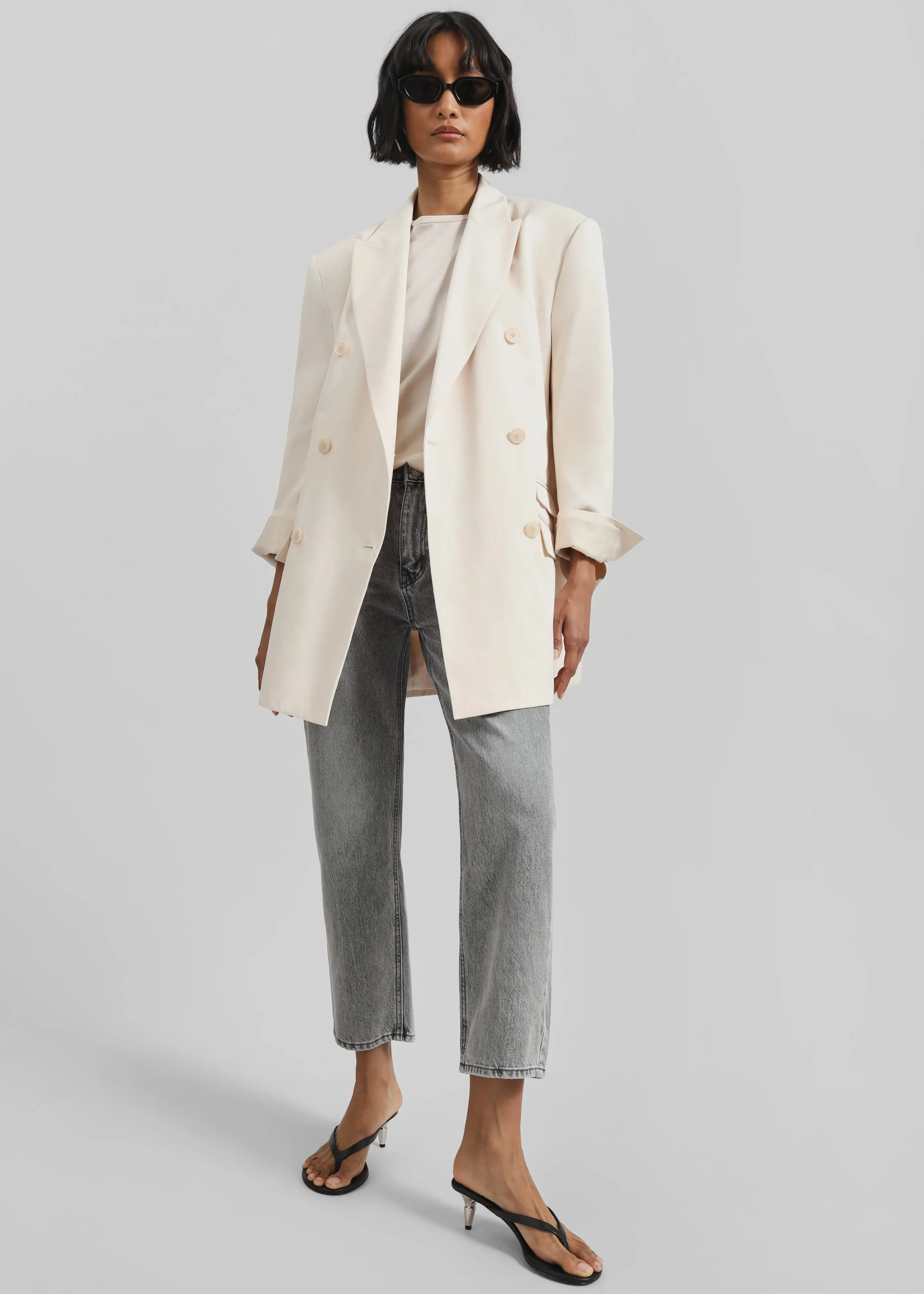 Dunleer Double-Breasted Blazer - Cream sold by Frankie Shop product image thumbnail 5