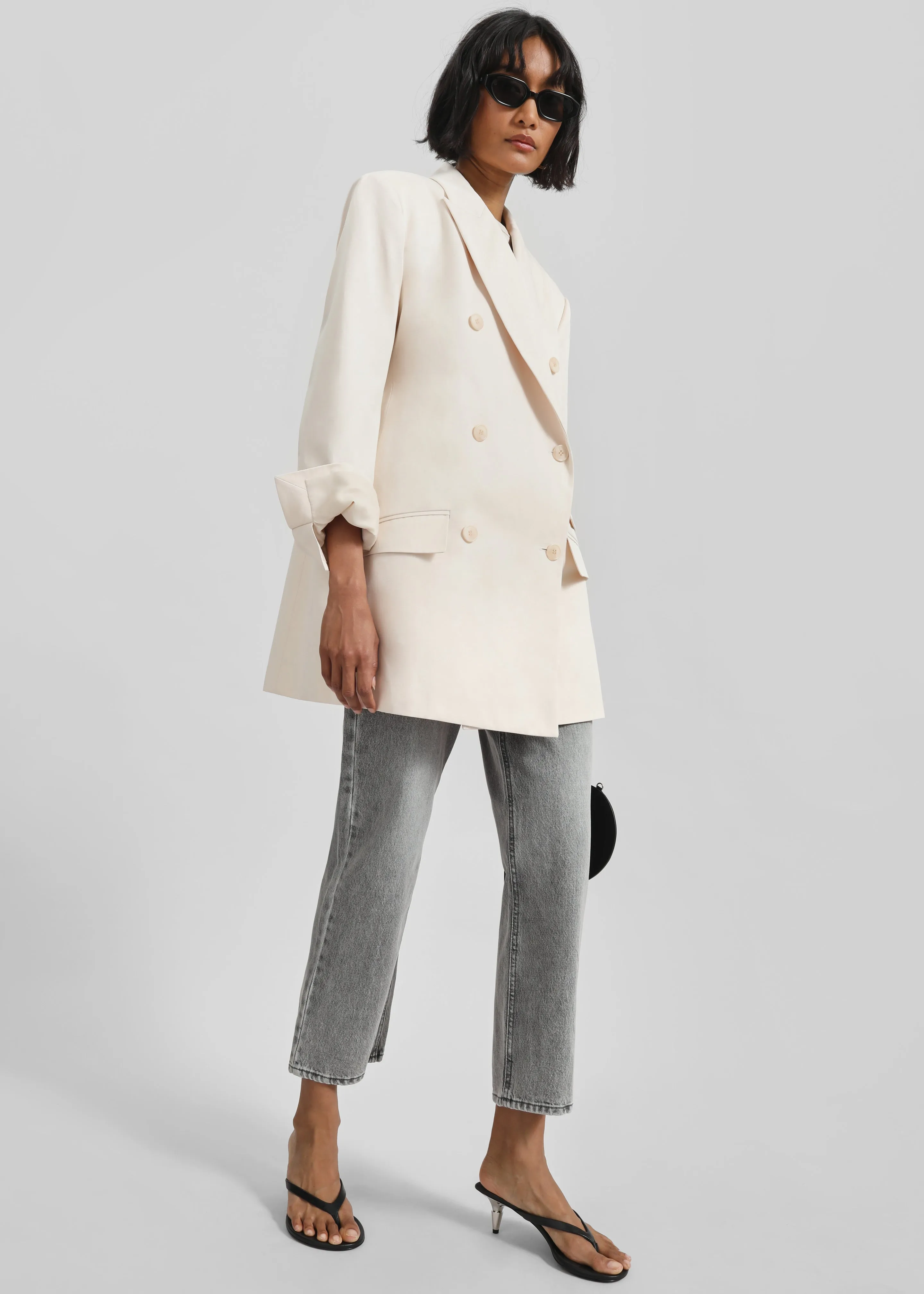 Dunleer Double-Breasted Blazer - Cream sold by Frankie Shop product image thumbnail 3