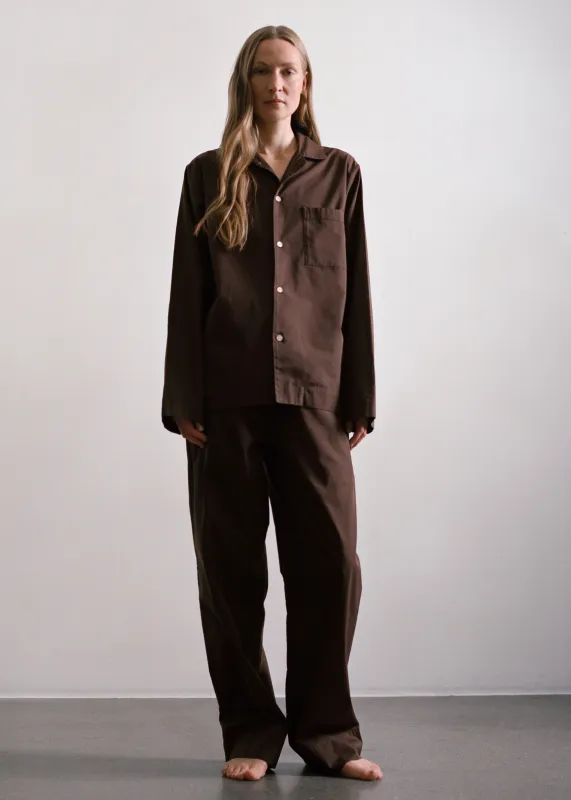 Tekla Poplin Pyjama Shirt - Coffee sold by Frankie Shop