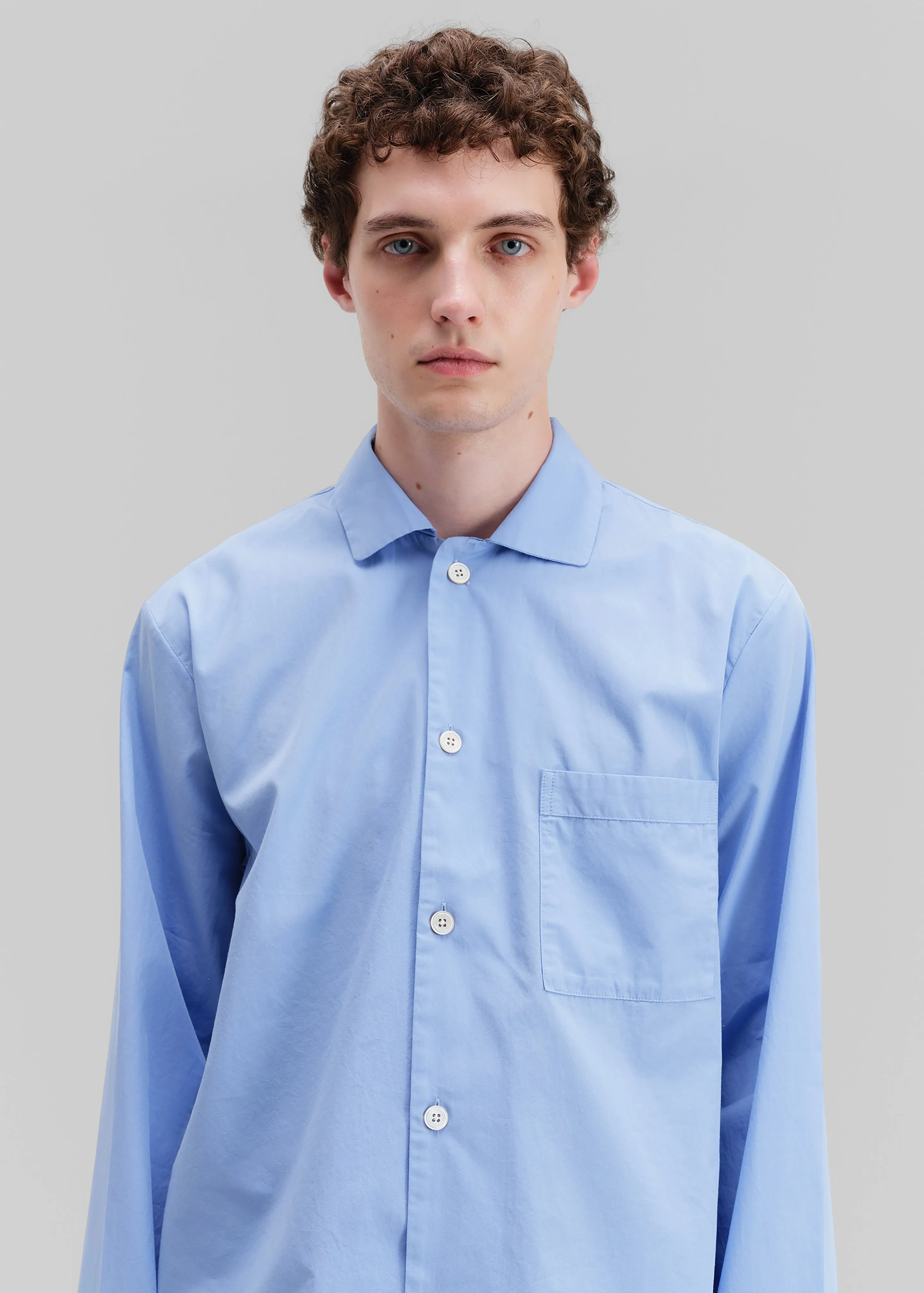Tekla Poplin Pyjama Shirt - Cornflower Blue sold by Frankie Shop product image thumbnail 5